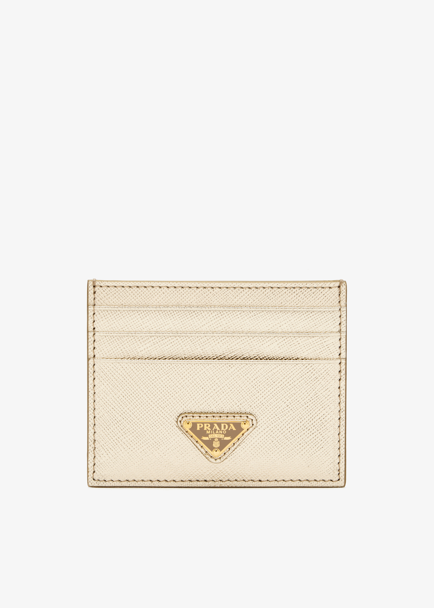 

Saffiano leather card holder, Gold