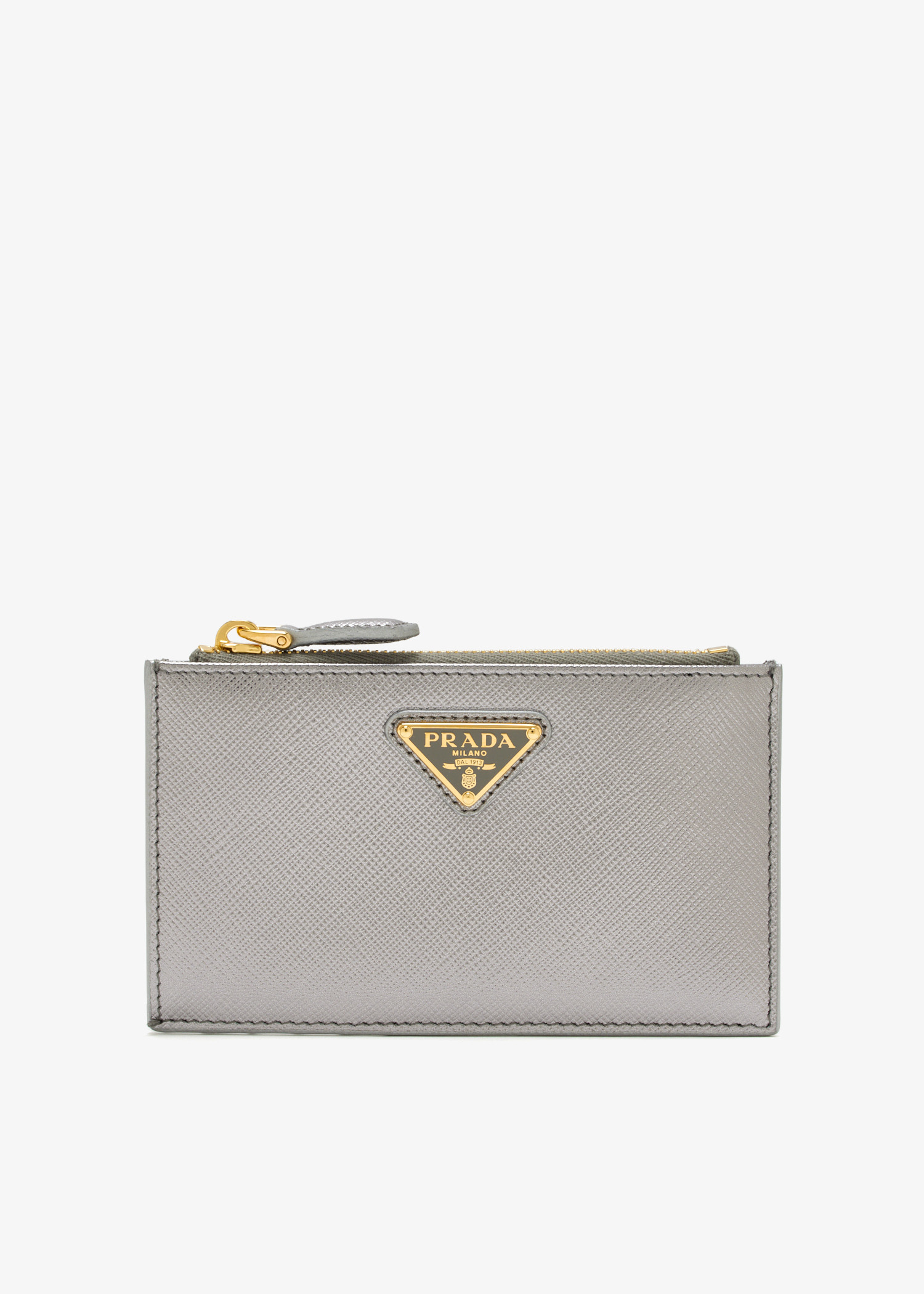 

Saffiano leather card holder, Silver