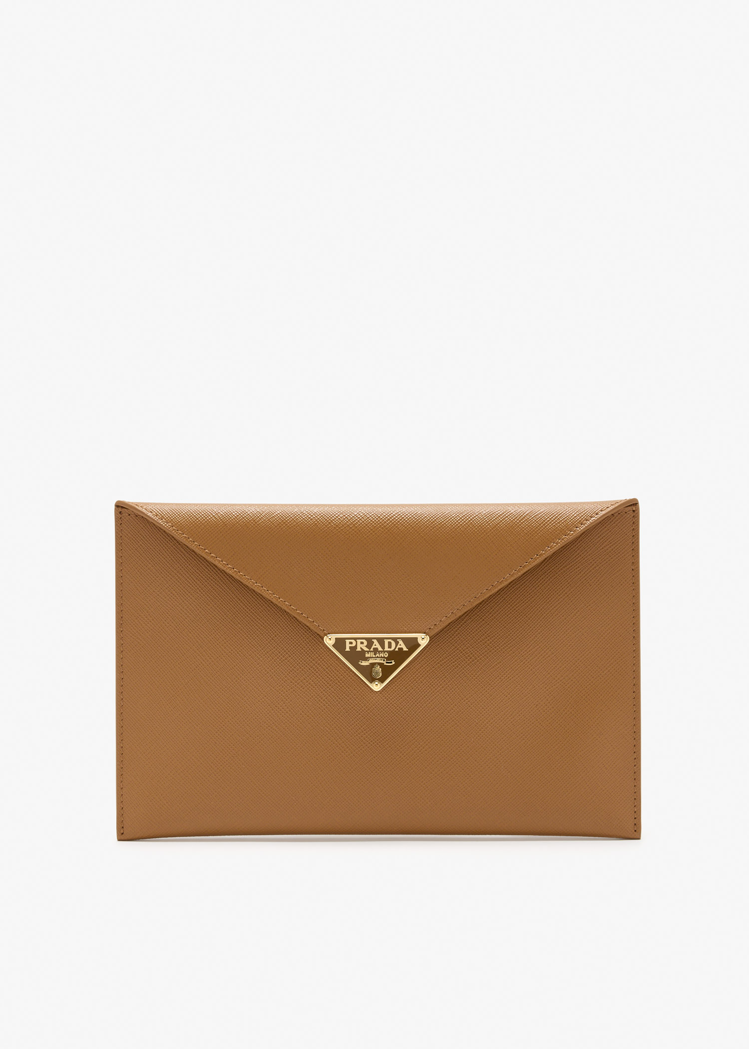 

Saffiano leather envelope clutch, Brown