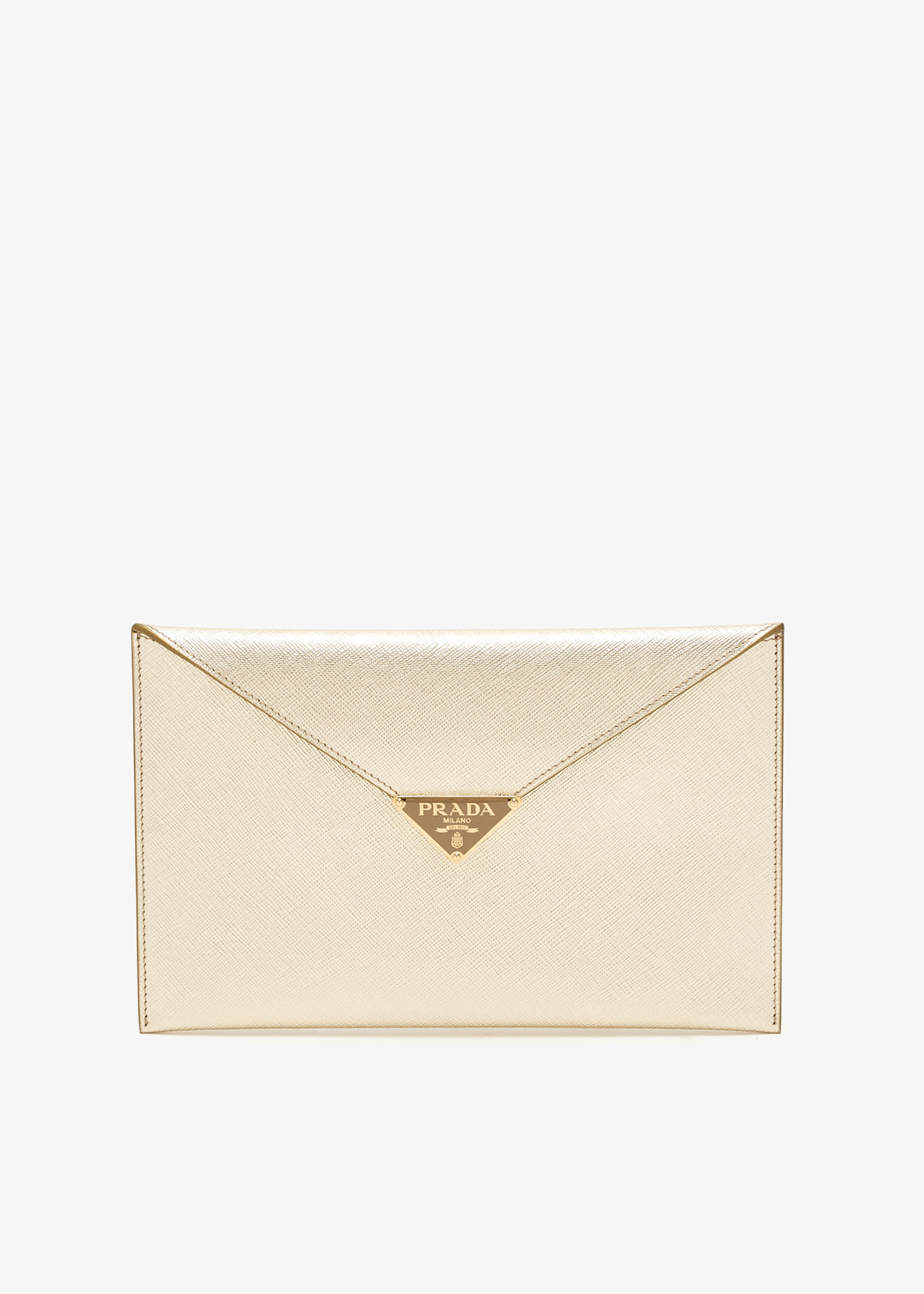 

Saffiano leather envelope clutch, Gold