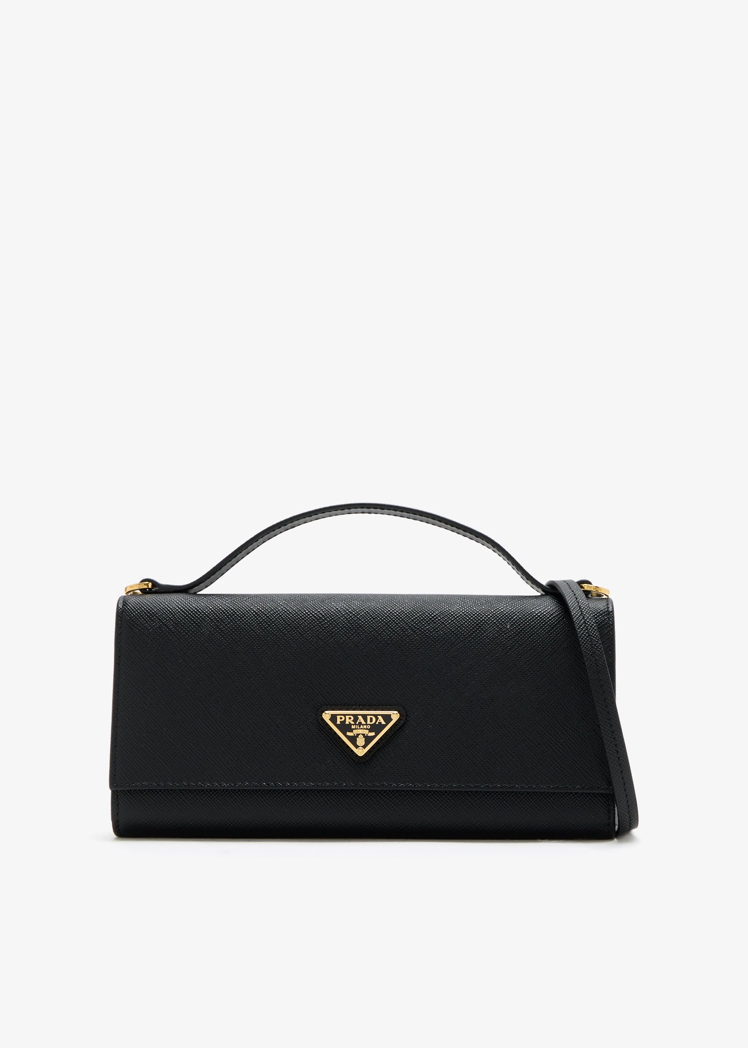 

Saffiano leather strap wallet, Black