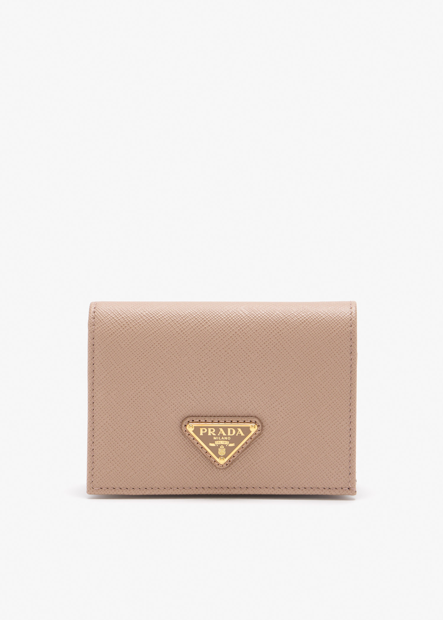

Small Saffiano leather wallet, Beige