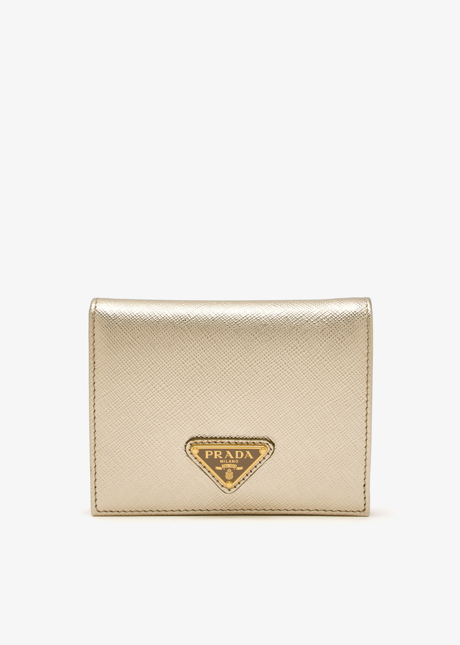 

Small Saffiano leather wallet, Gold