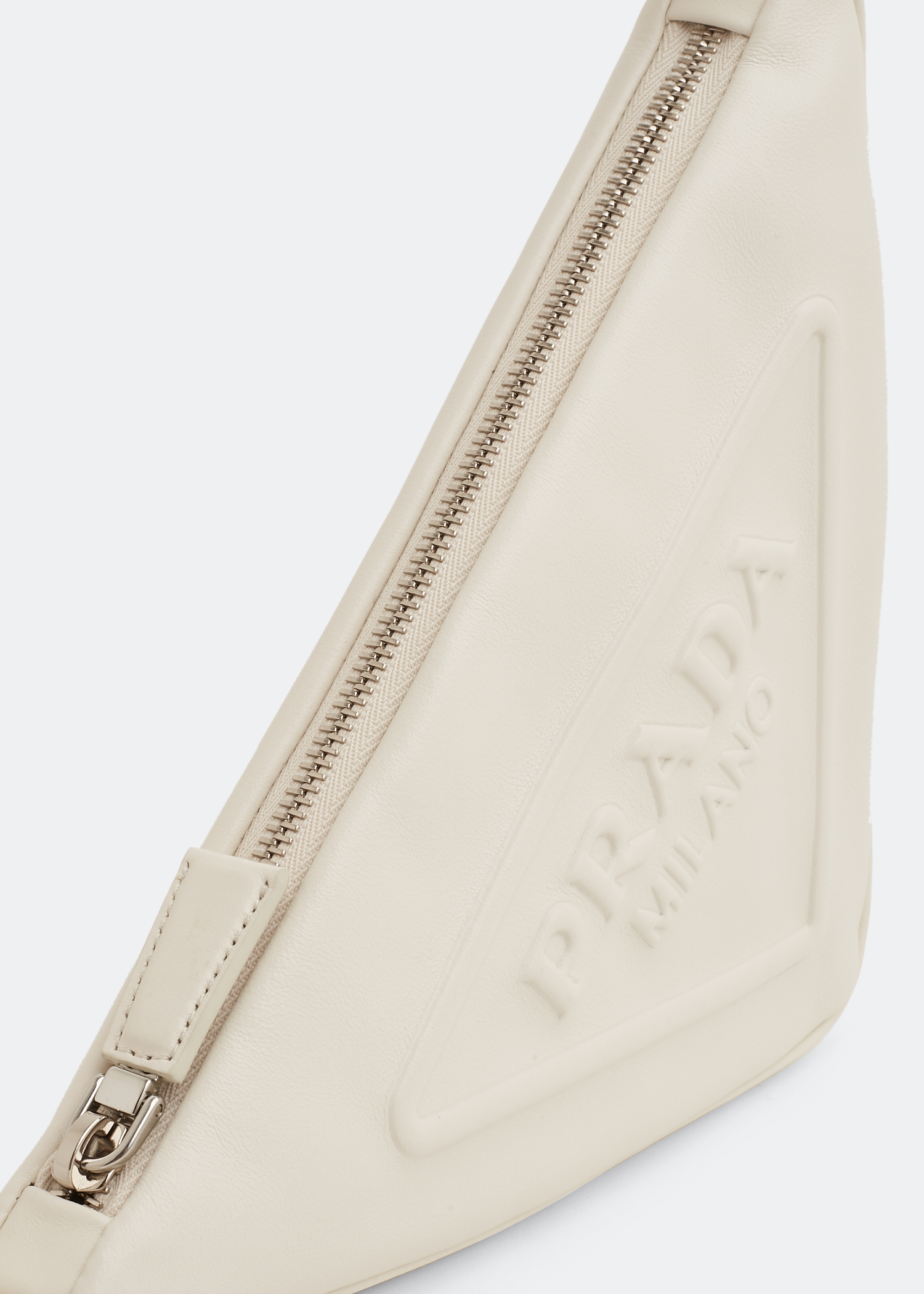 

Triangle leather pouch, White