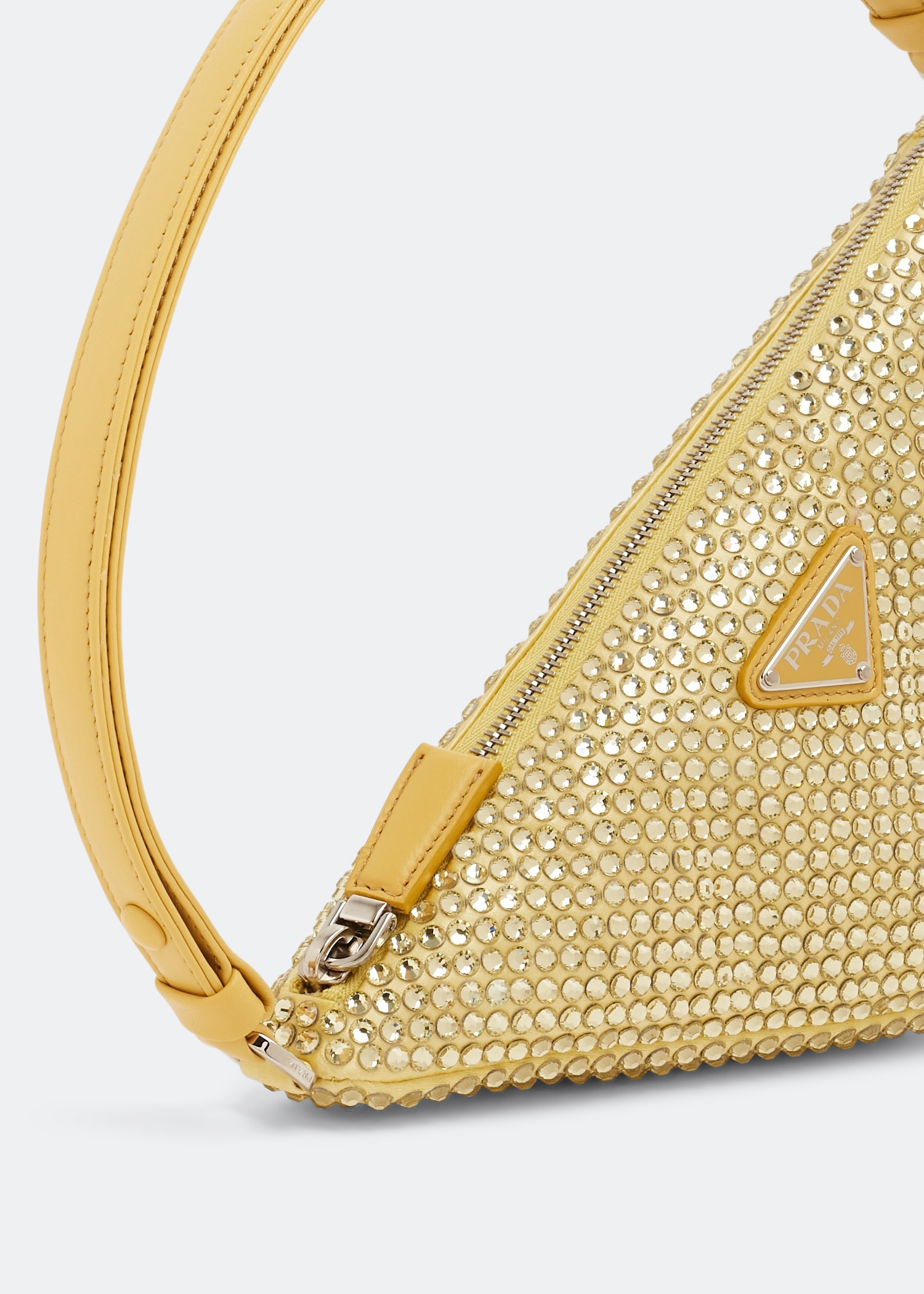 

Crystal-studded satin bag, Yellow