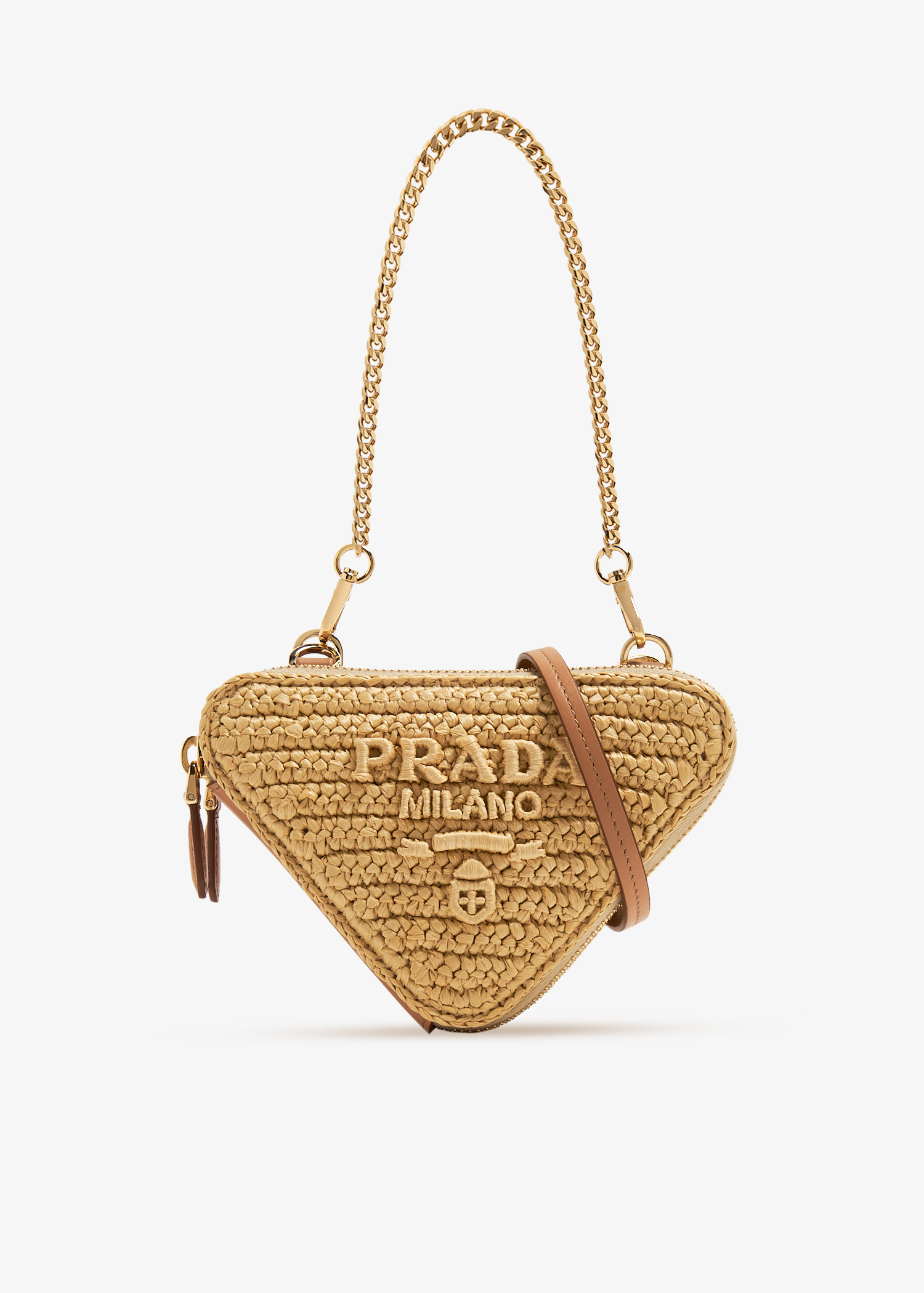 

Woven raffia mini pouch, Beige