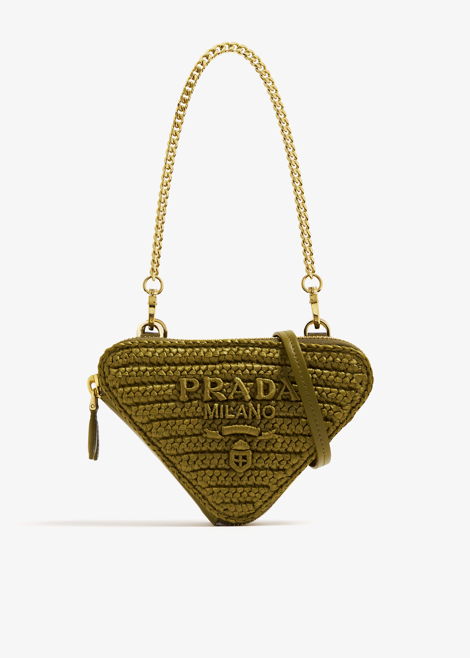

Woven raffia mini pouch, Green