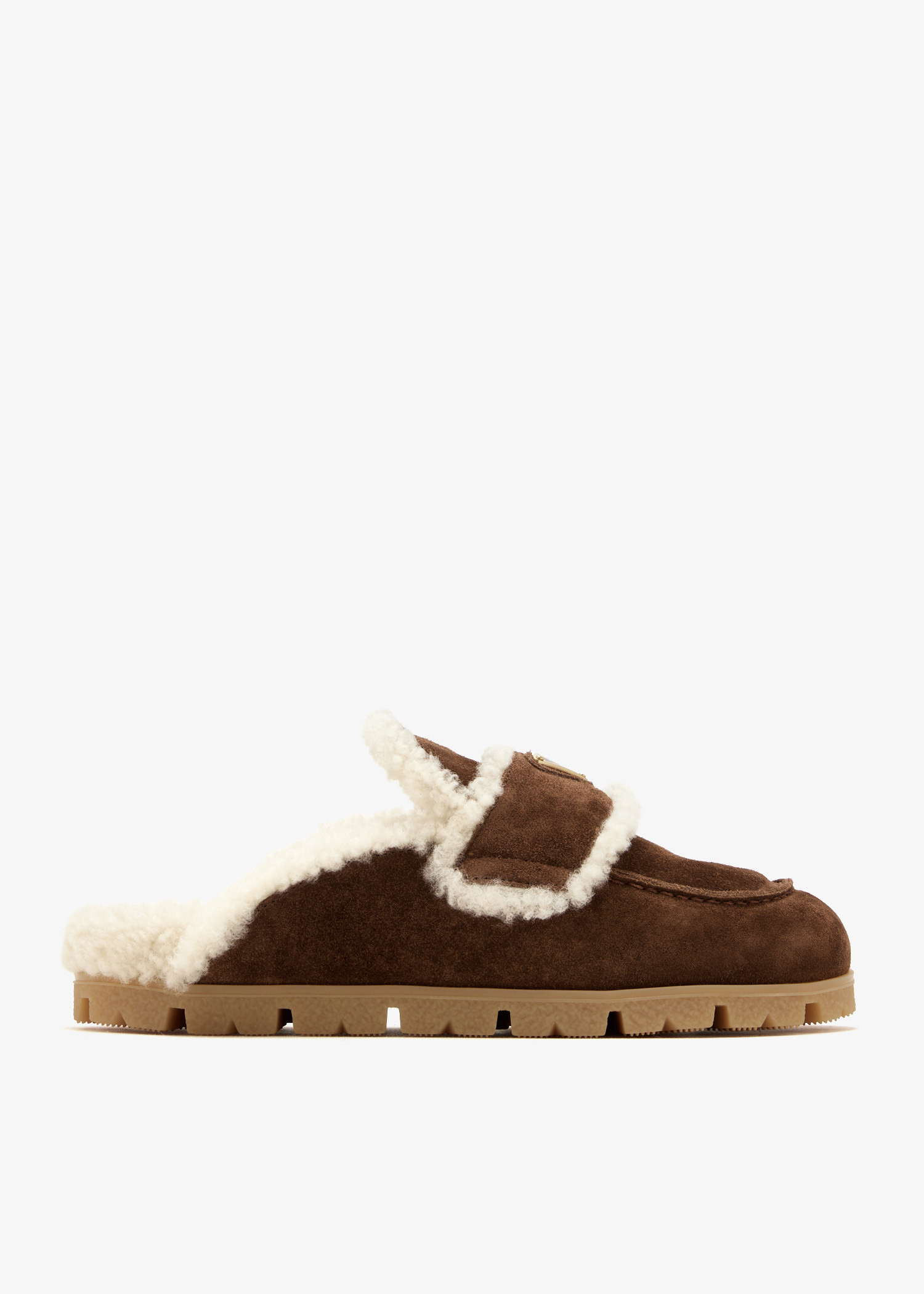 

Suede and shearling mules, Brown