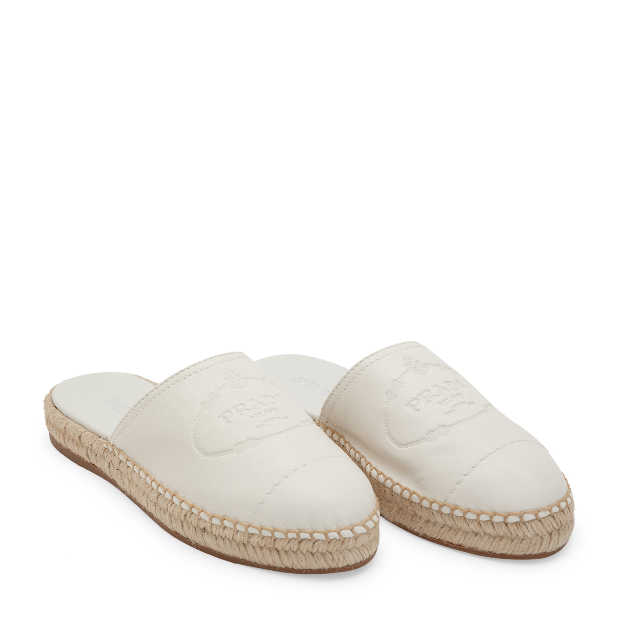 

Leather backless espadrilles, White
