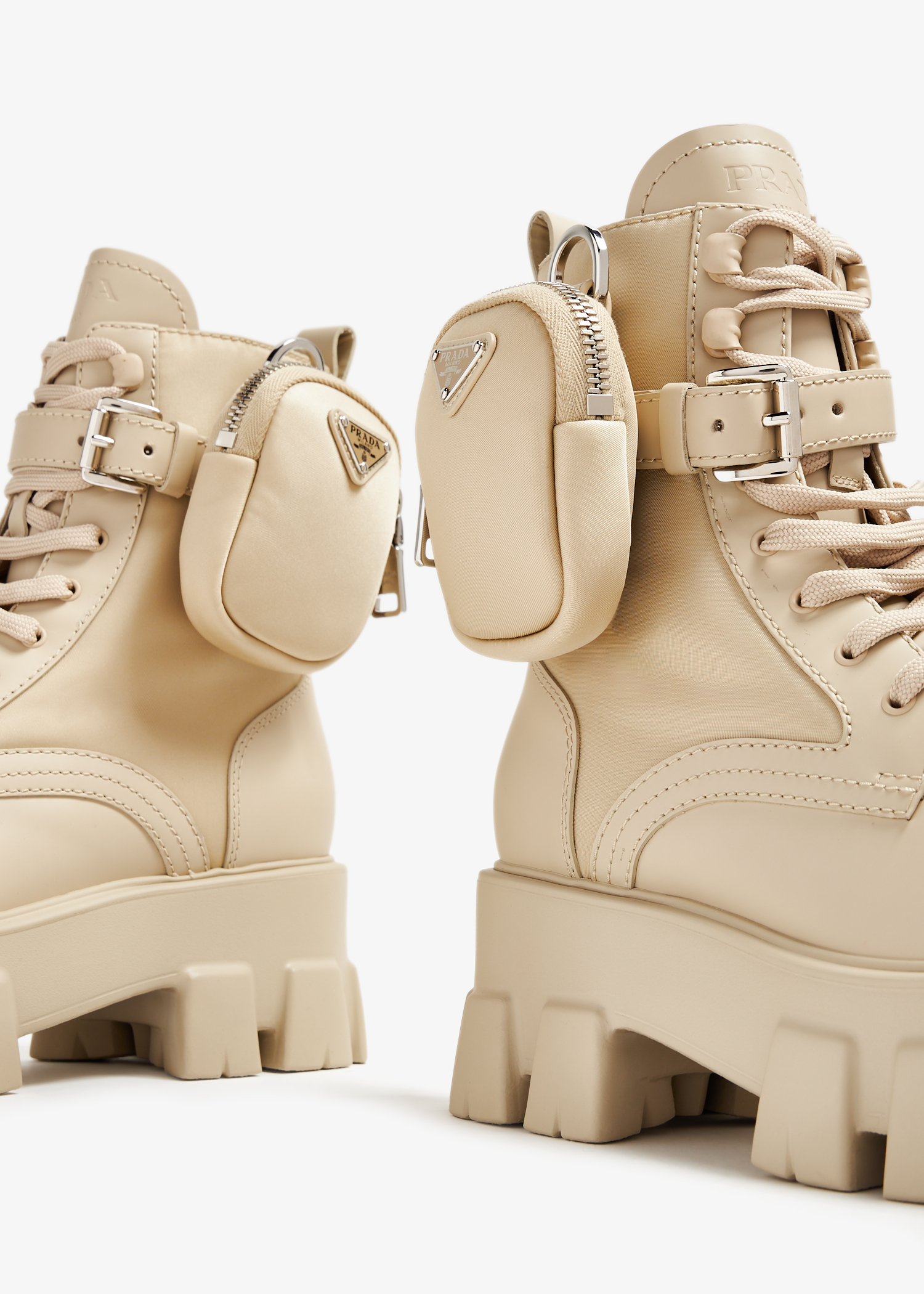 

Monolith leather and Re-Nylon boots, Beige