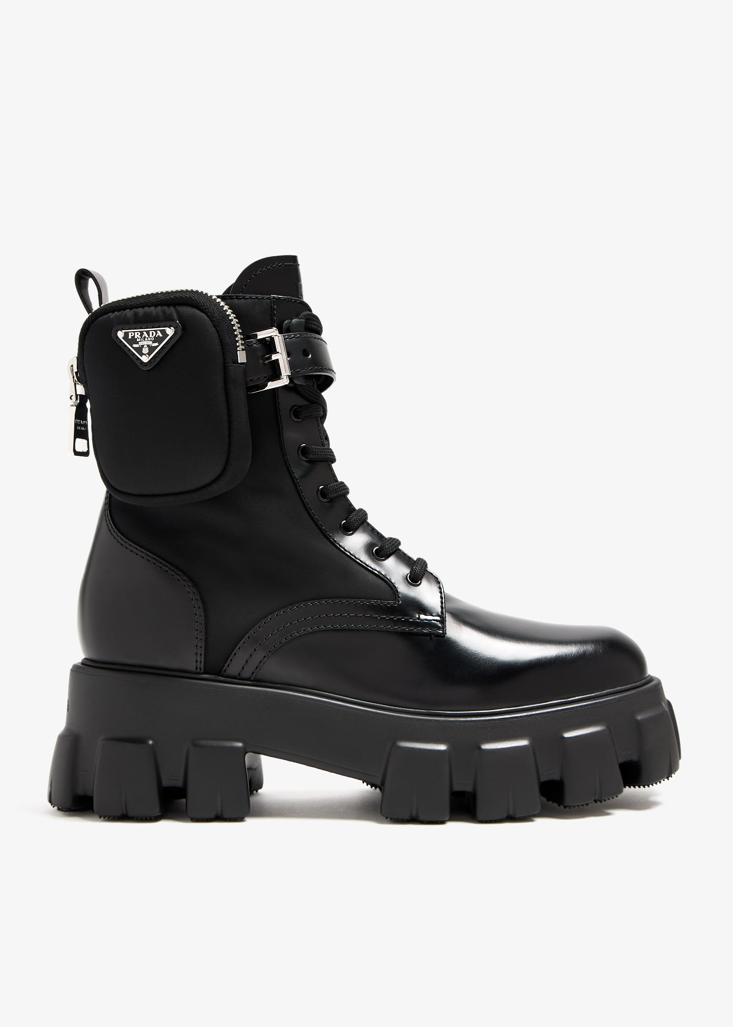 

Monolith leather and Re-Nylon combat boots, Black