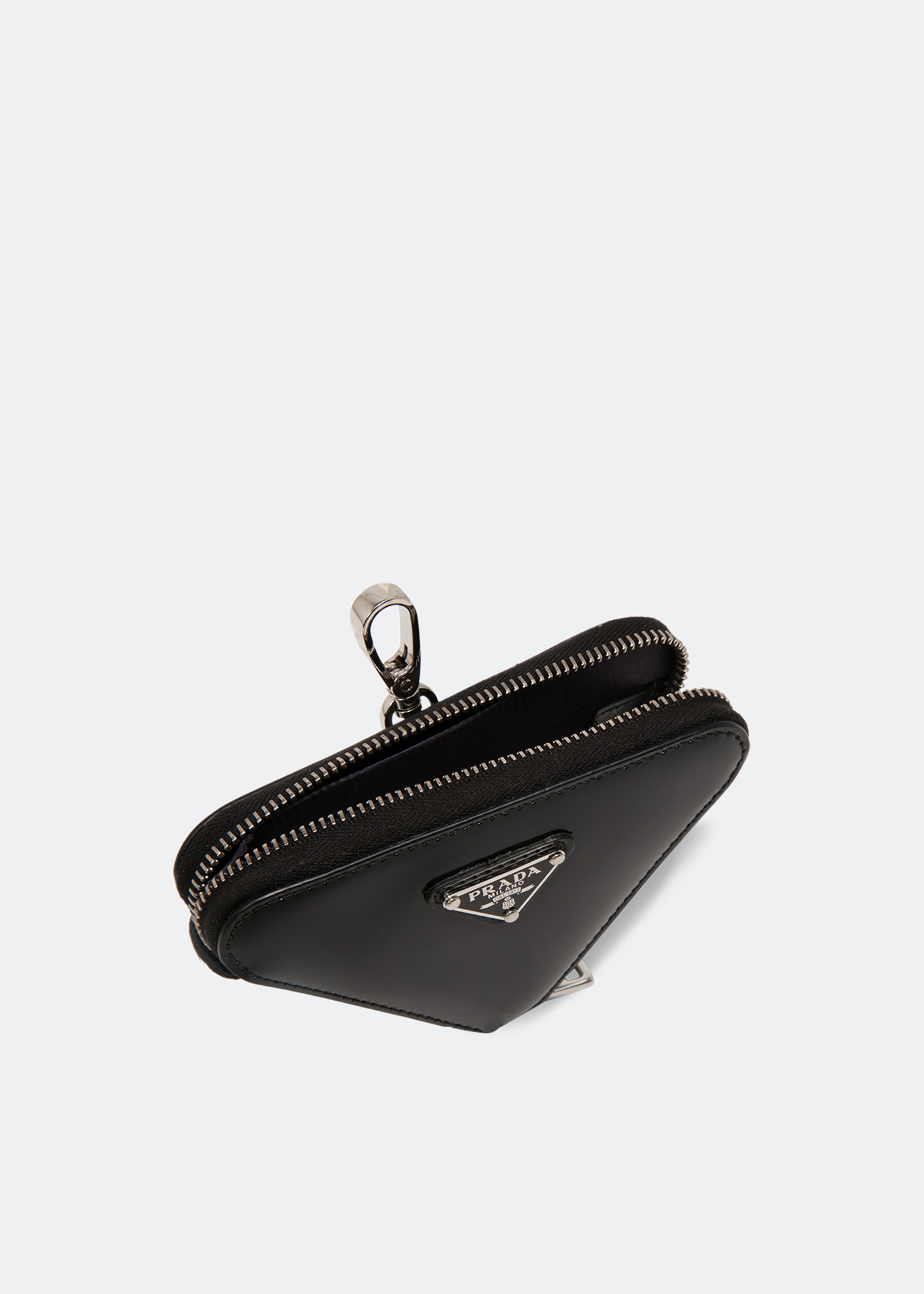 

Brushed leather triangle mini-pouch, Black
