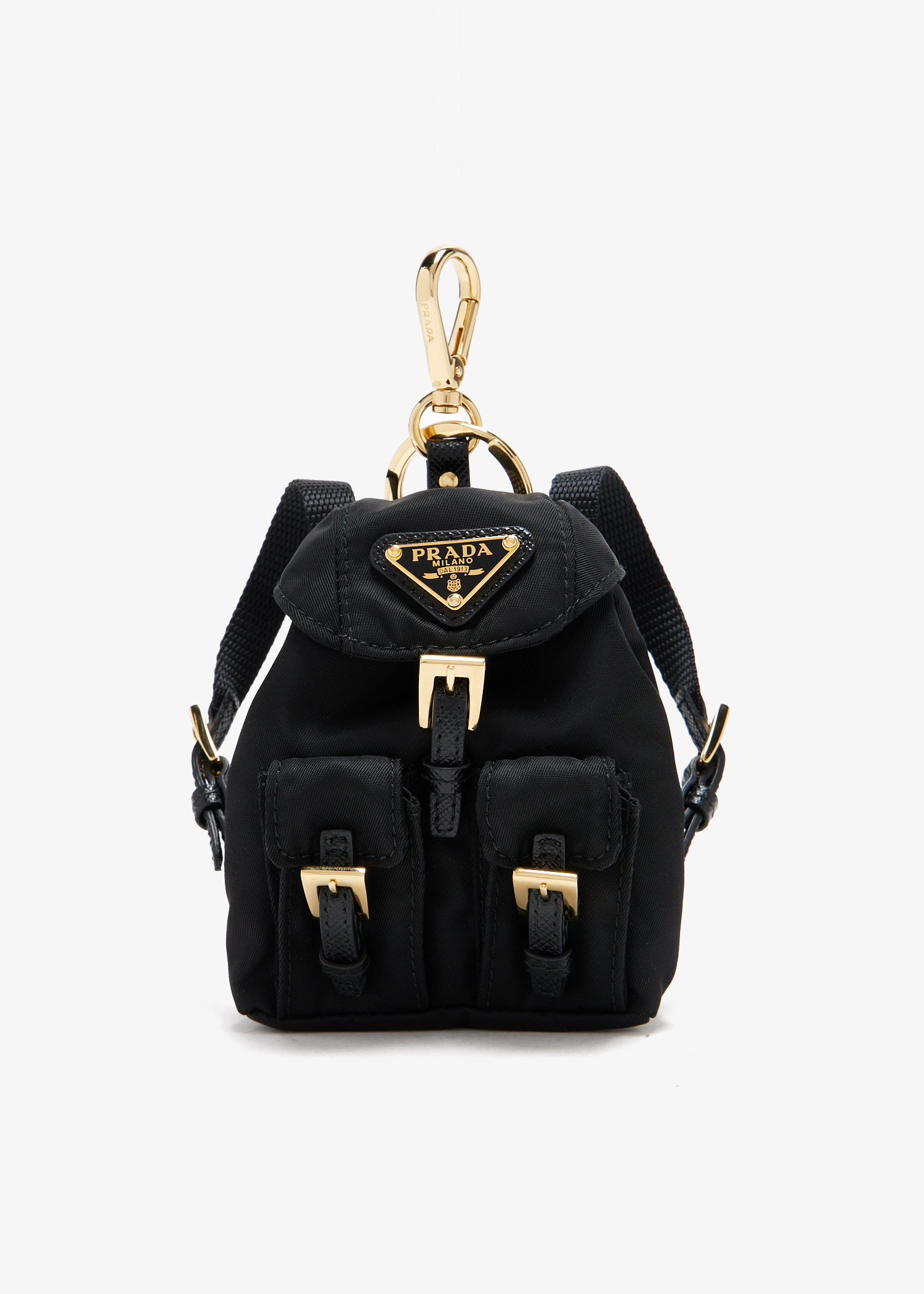 

Re-Nylon bag charm, Black