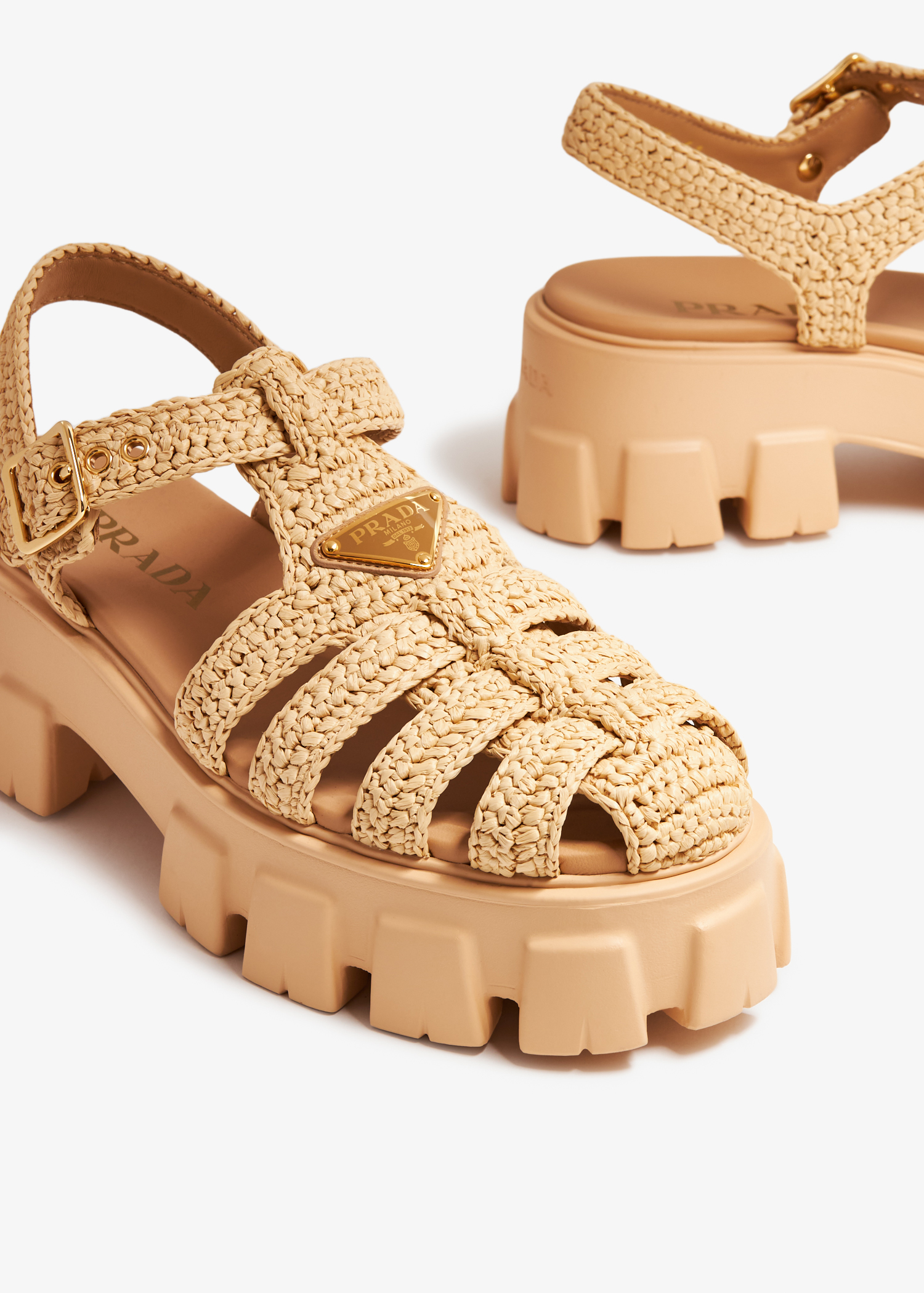 

Monolith crochet cage sandals, Beige
