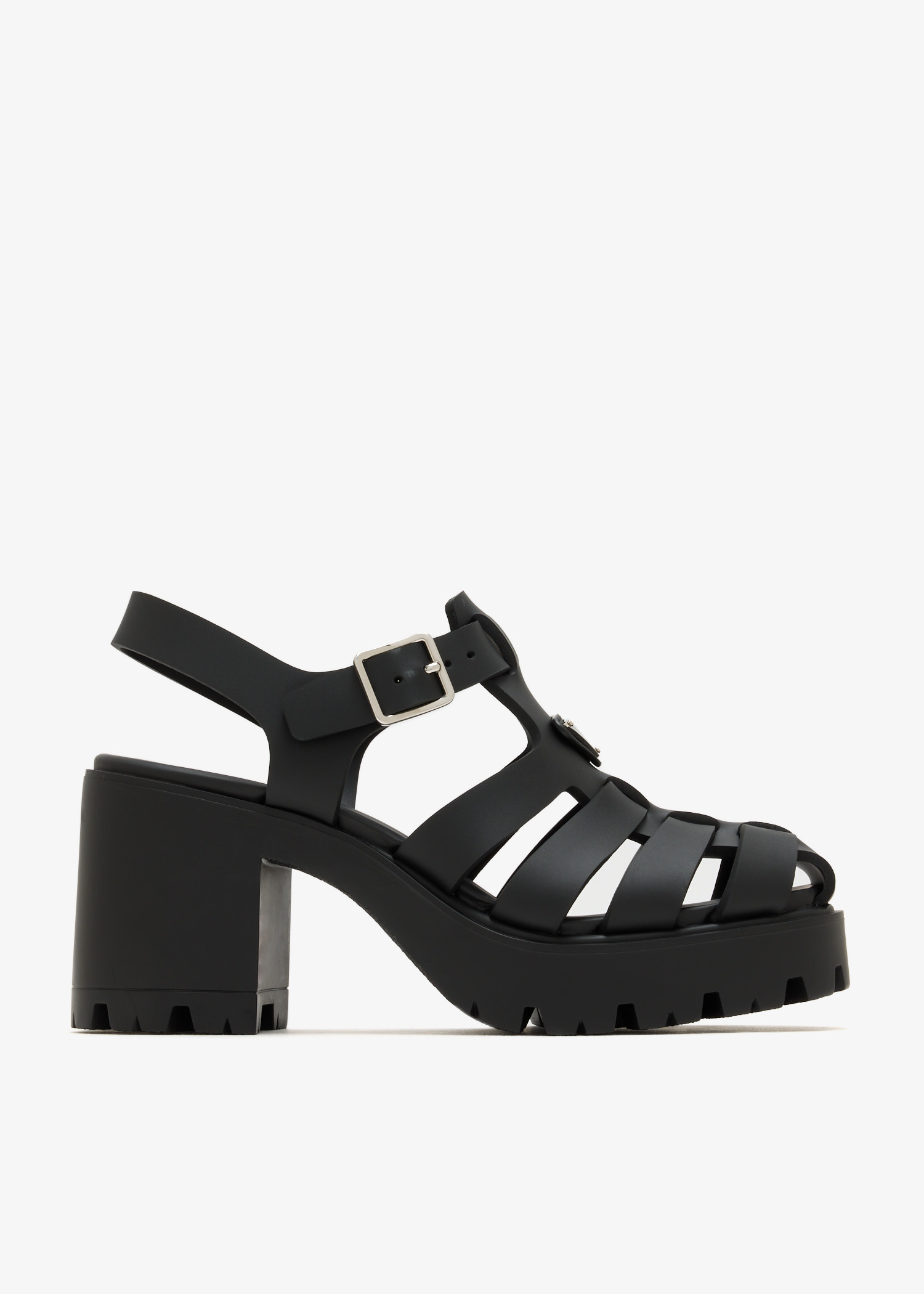 

Rubber platform sandals, Black