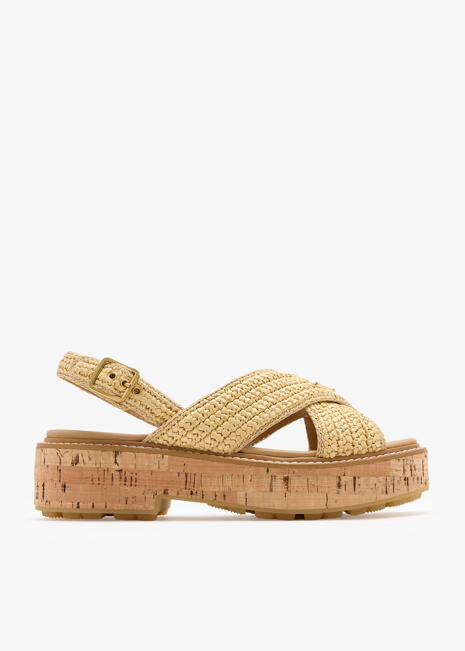 

Crochet platform sandals, Beige