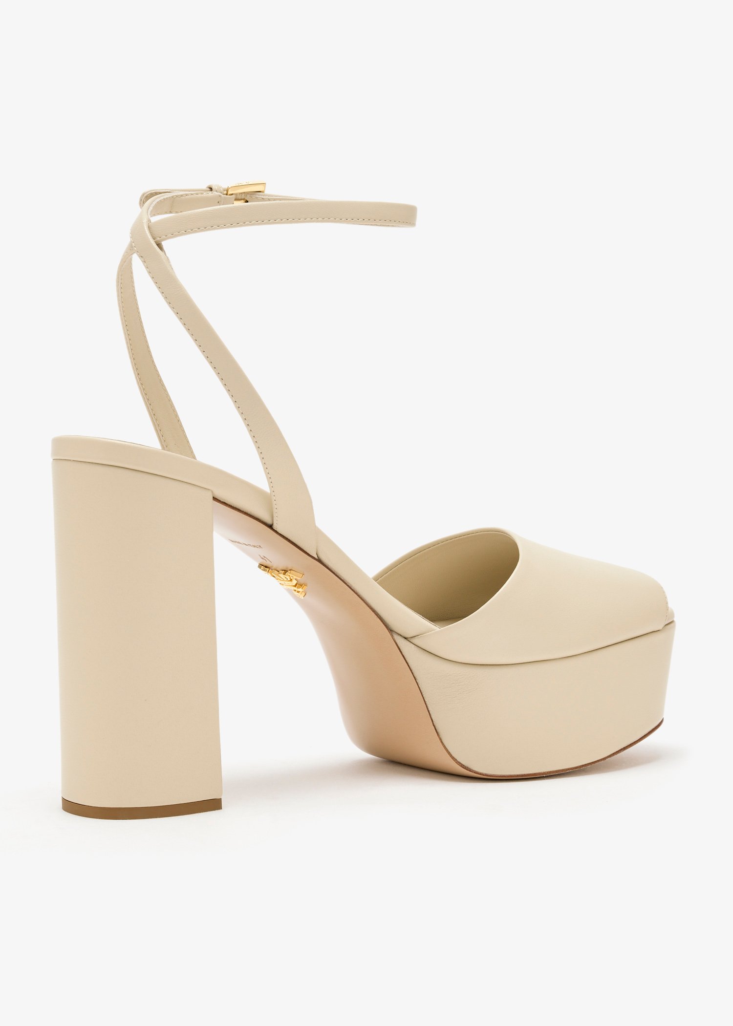 

Nappa leather platform sandals, Cream