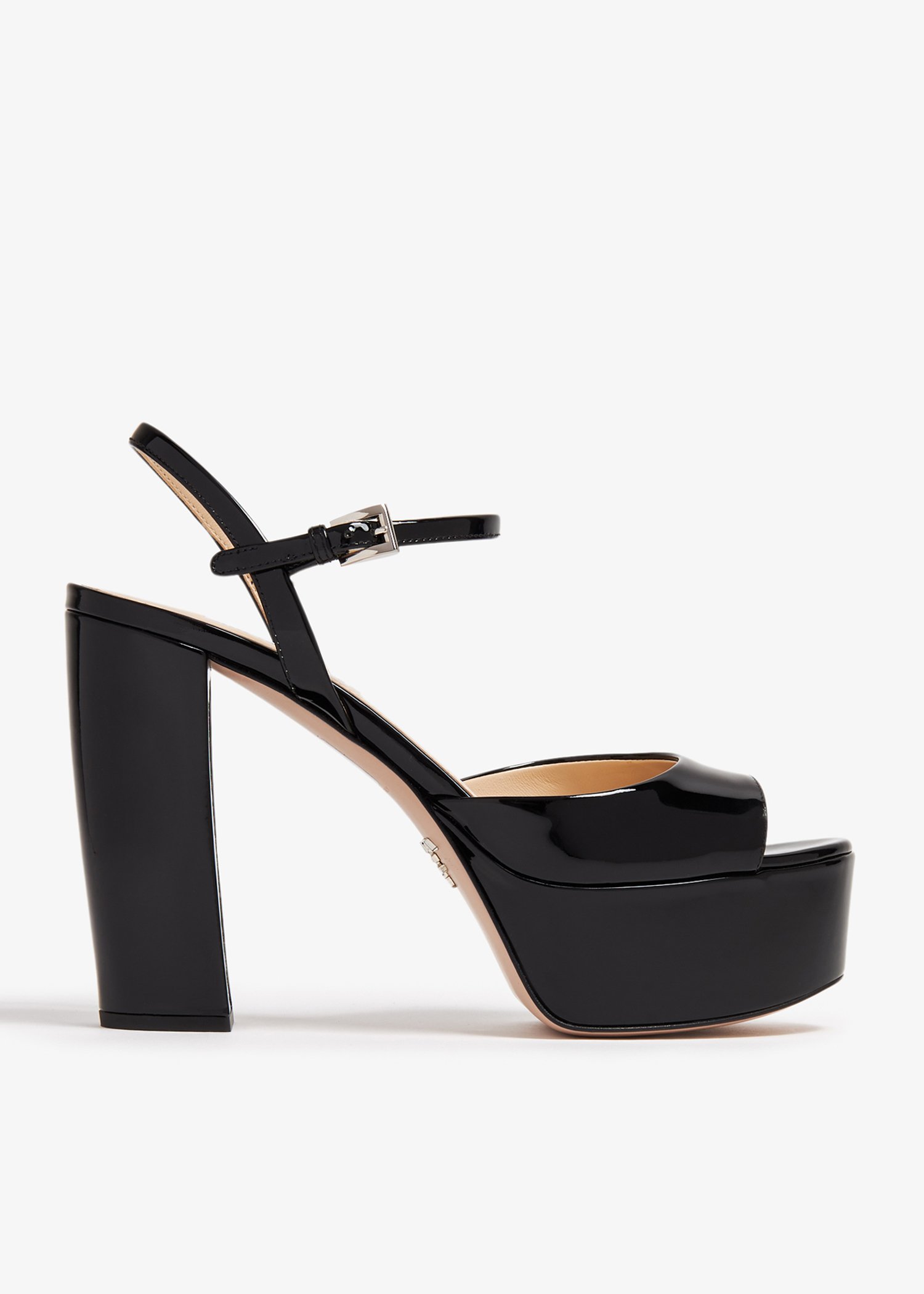 

High-heeled patent leather sandals, White