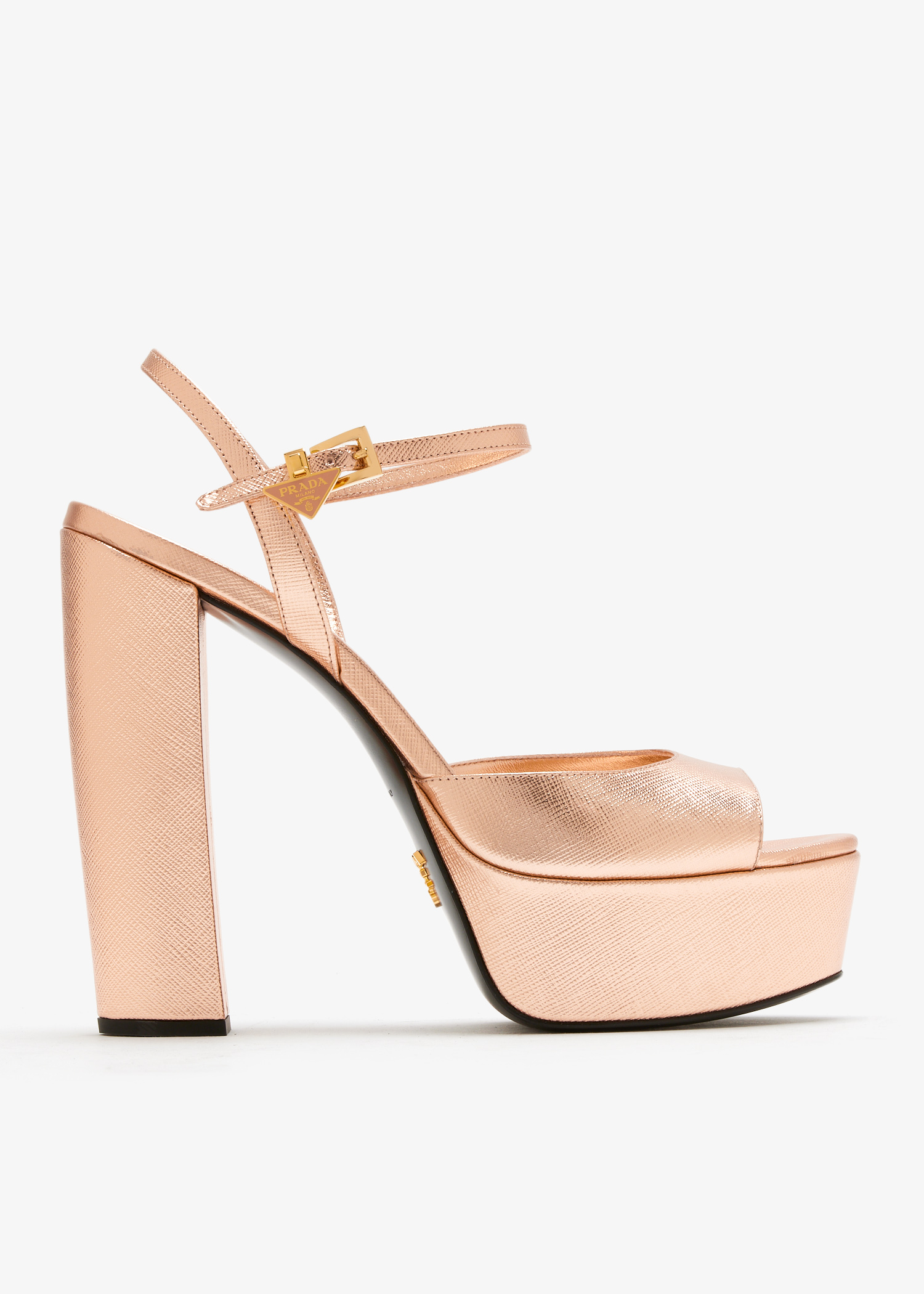 

Patent Saffiano leather platform sandals, Pink