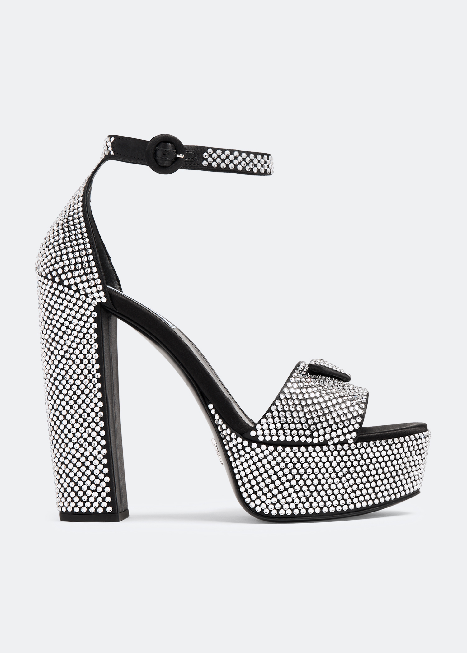 

Crystal satin platform sandals, Black