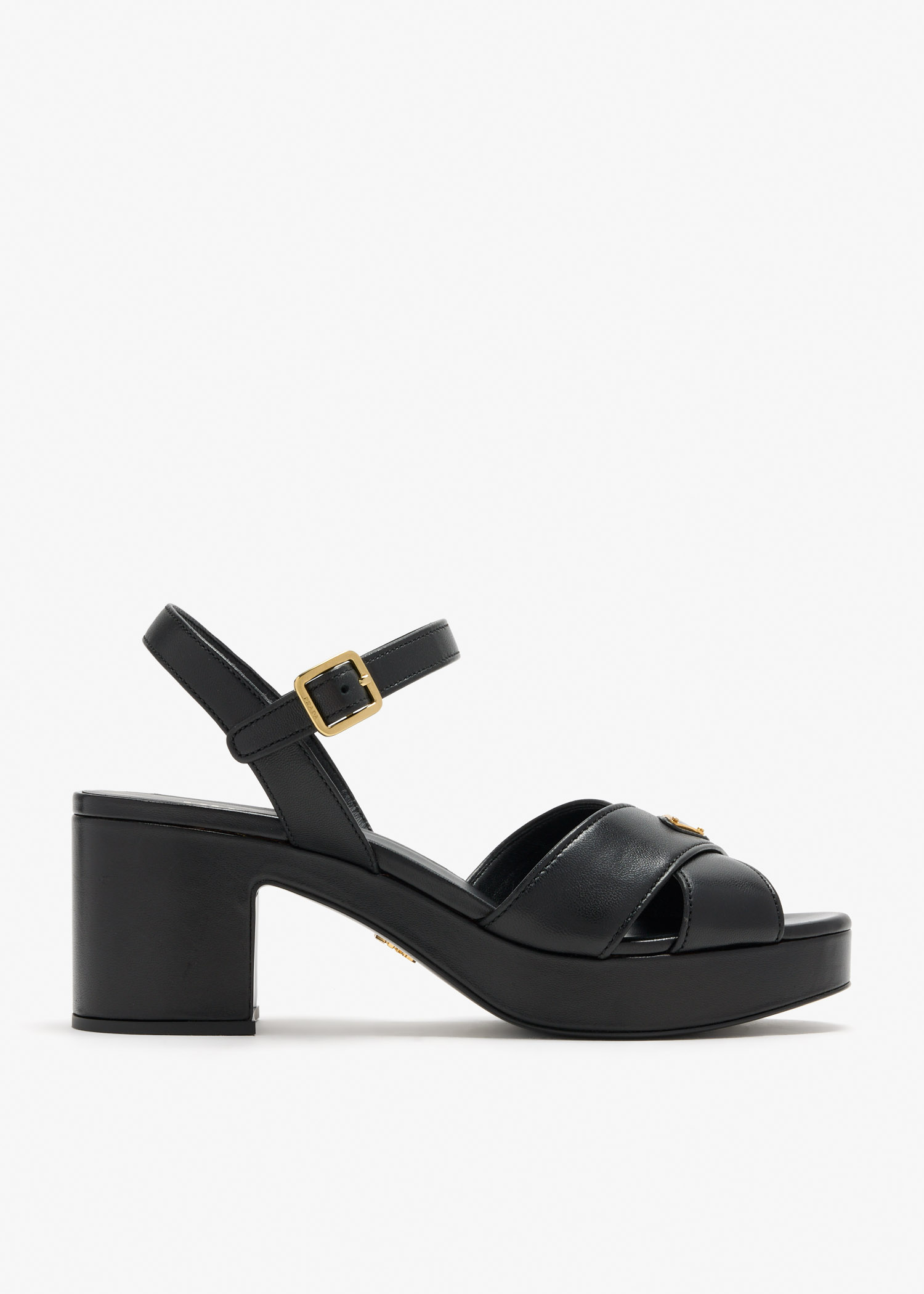 

Nappa leather platform sandals, Black