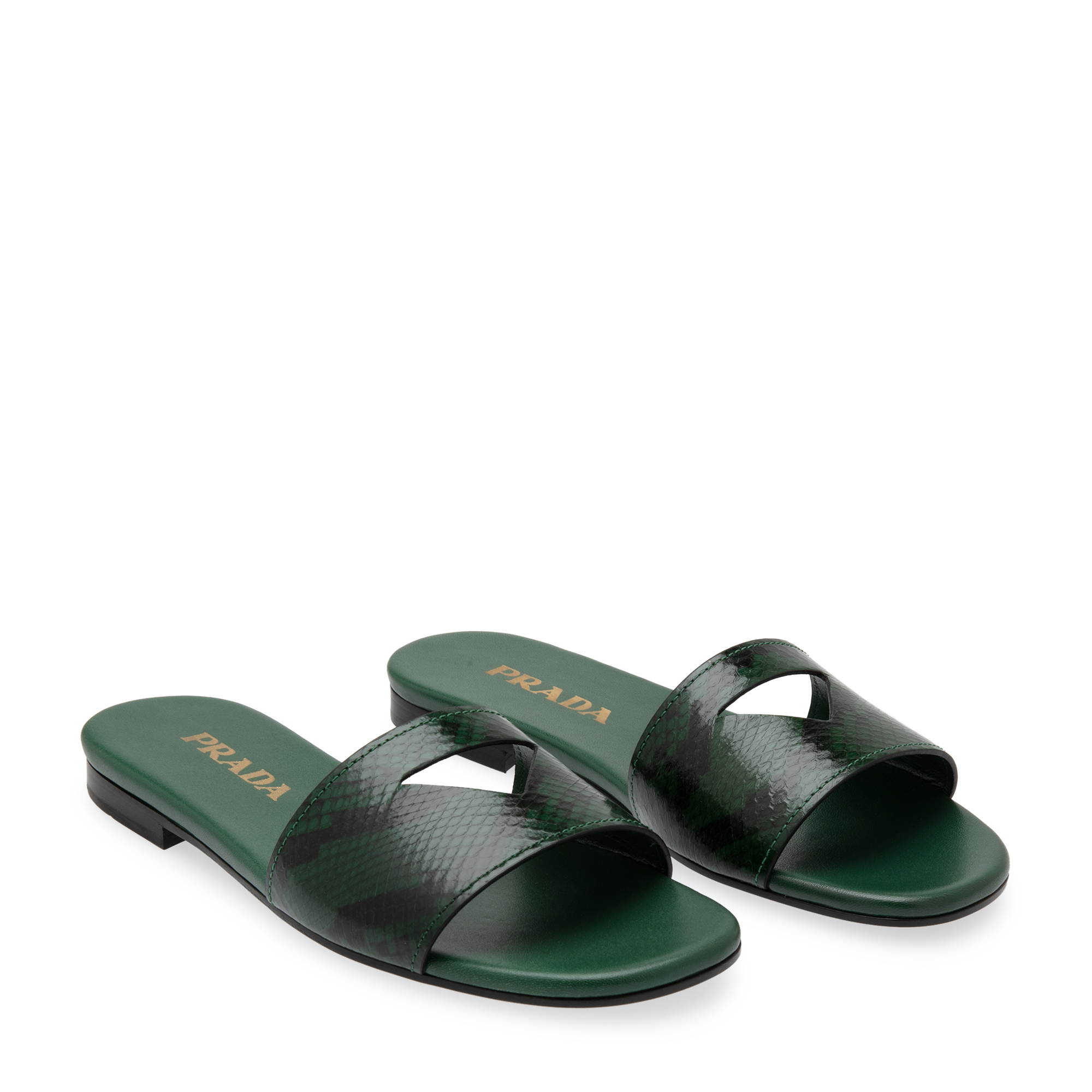 

Cut-out leather sandals, Green