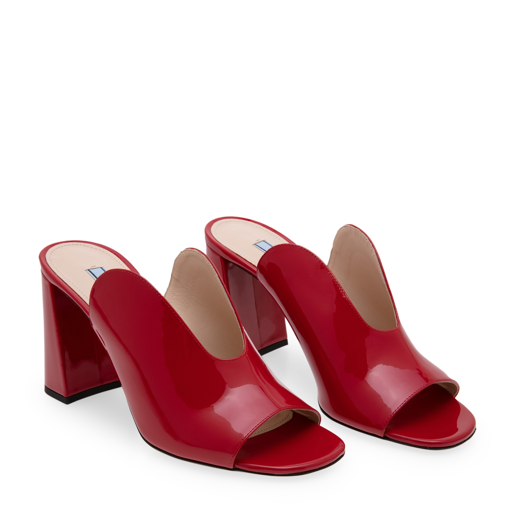 

Leather Sabot Mules, Red