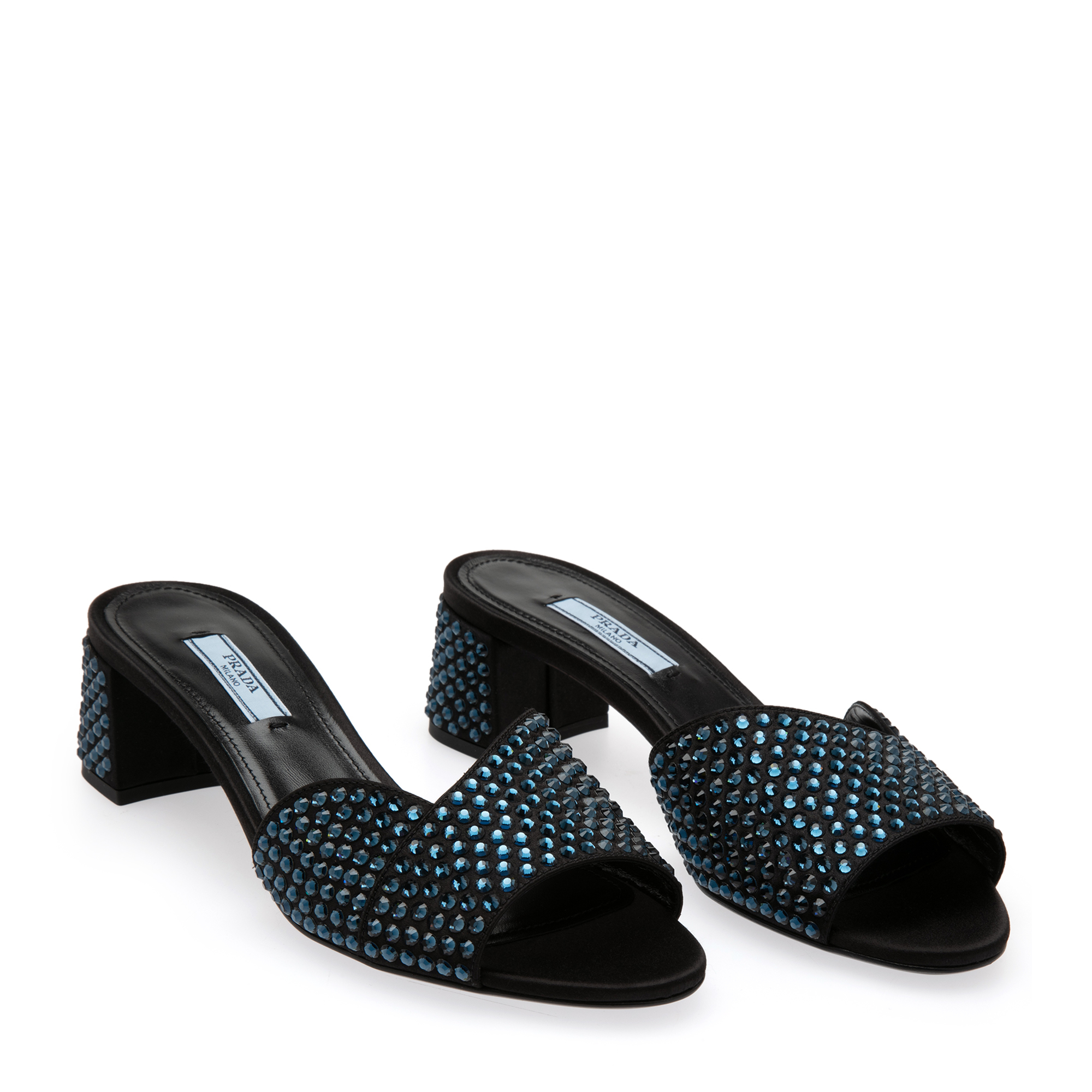 

Satin embellished sandals, Blue