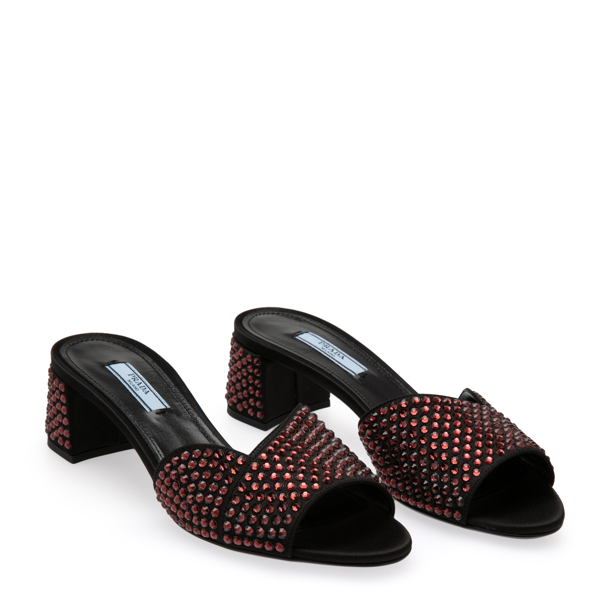 

Satin embellished sandals, Red