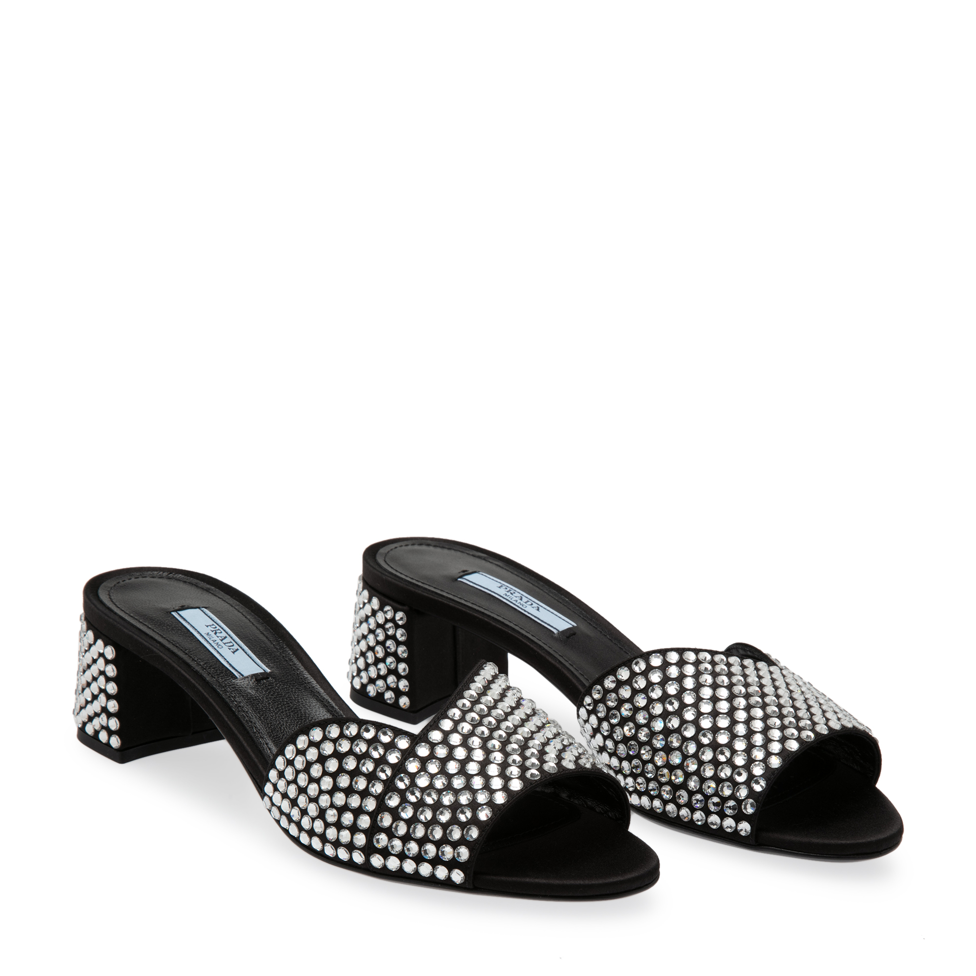 

Satin embellished sandals, White