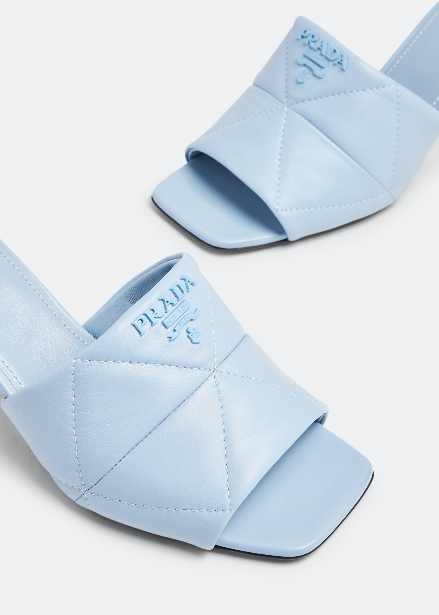 

Quilted nappa leather heeled sandals, Blue