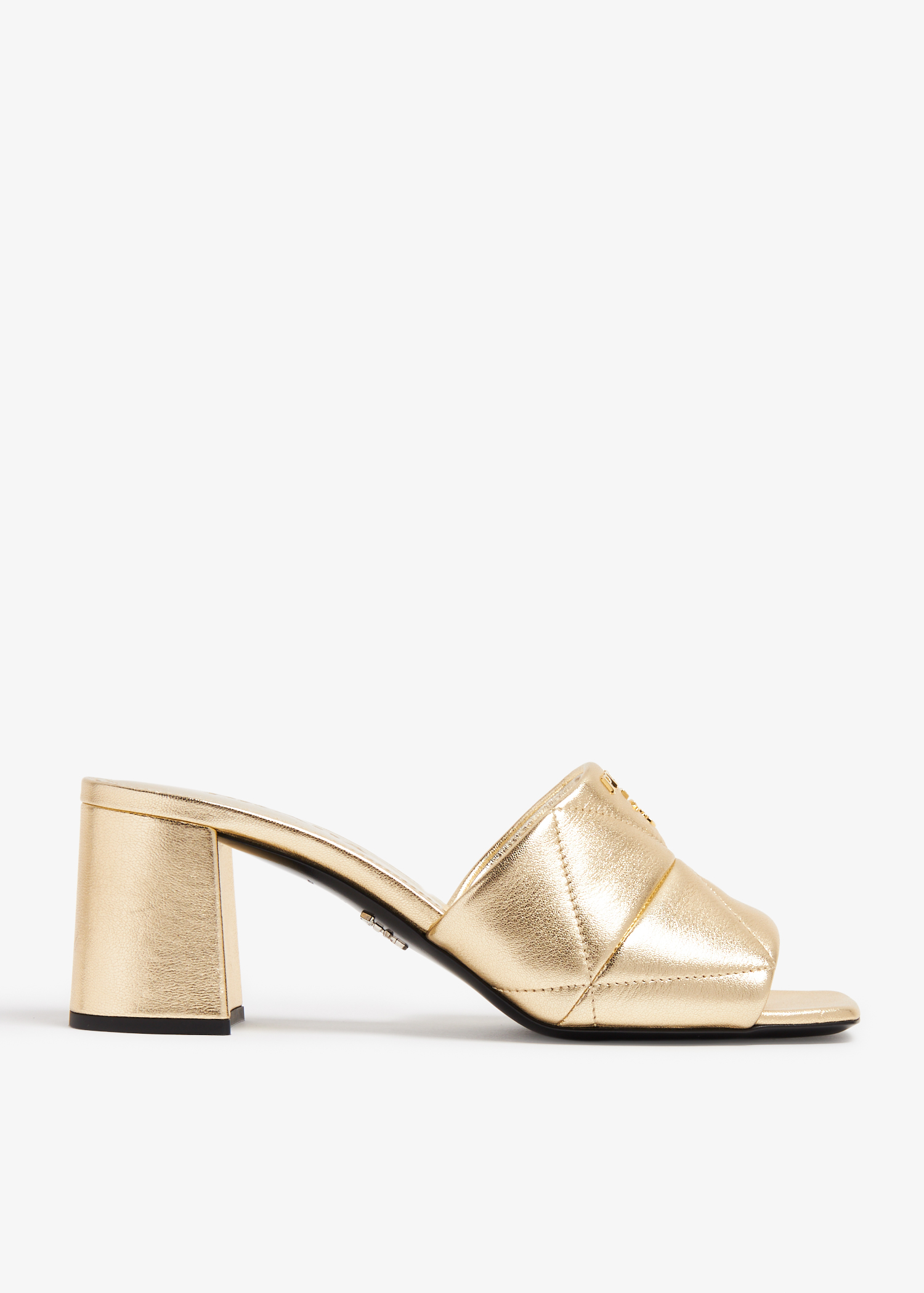 

Quilted nappa leather heeled sandals, Gold
