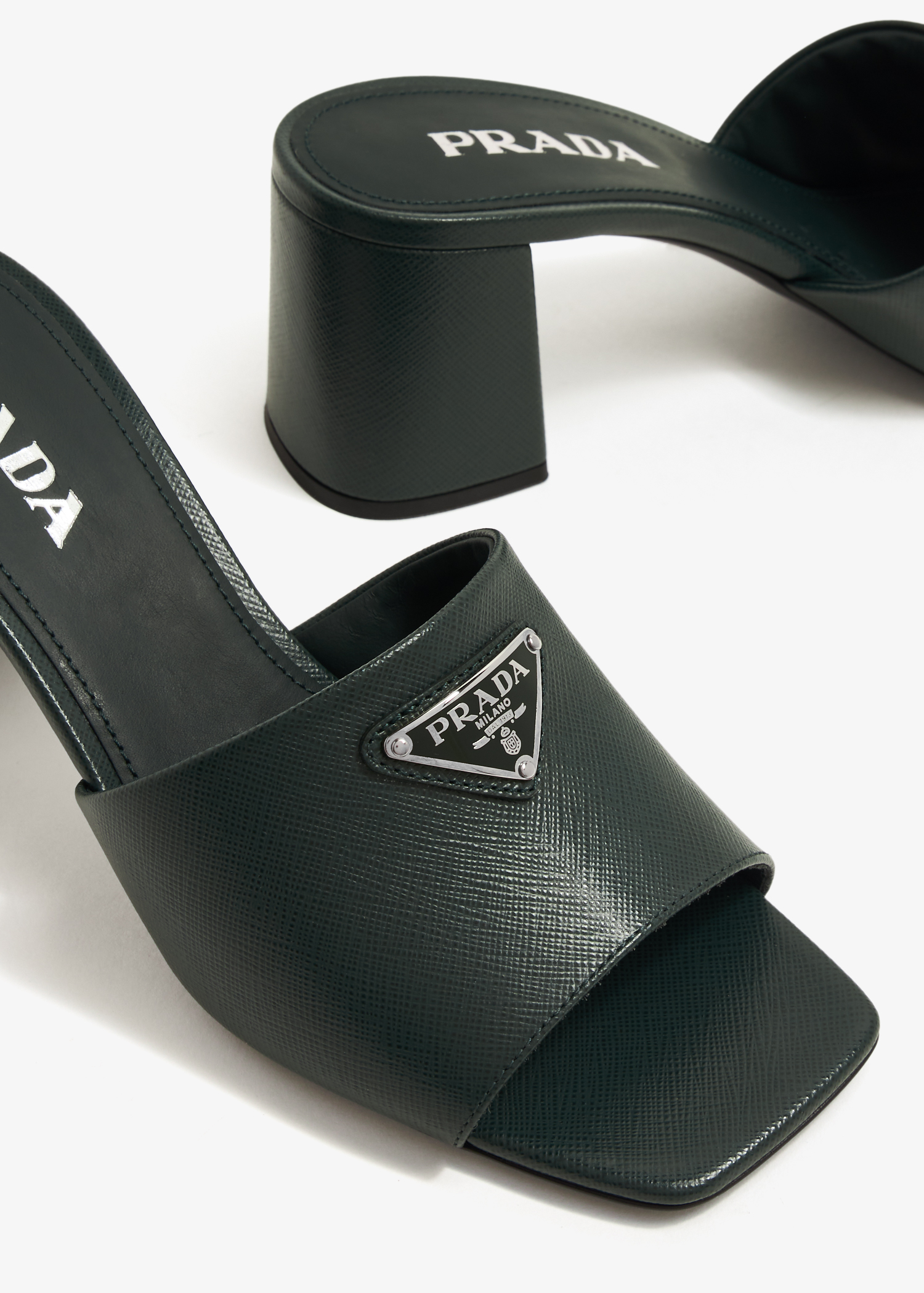 

Saffiano leather sandals, Green