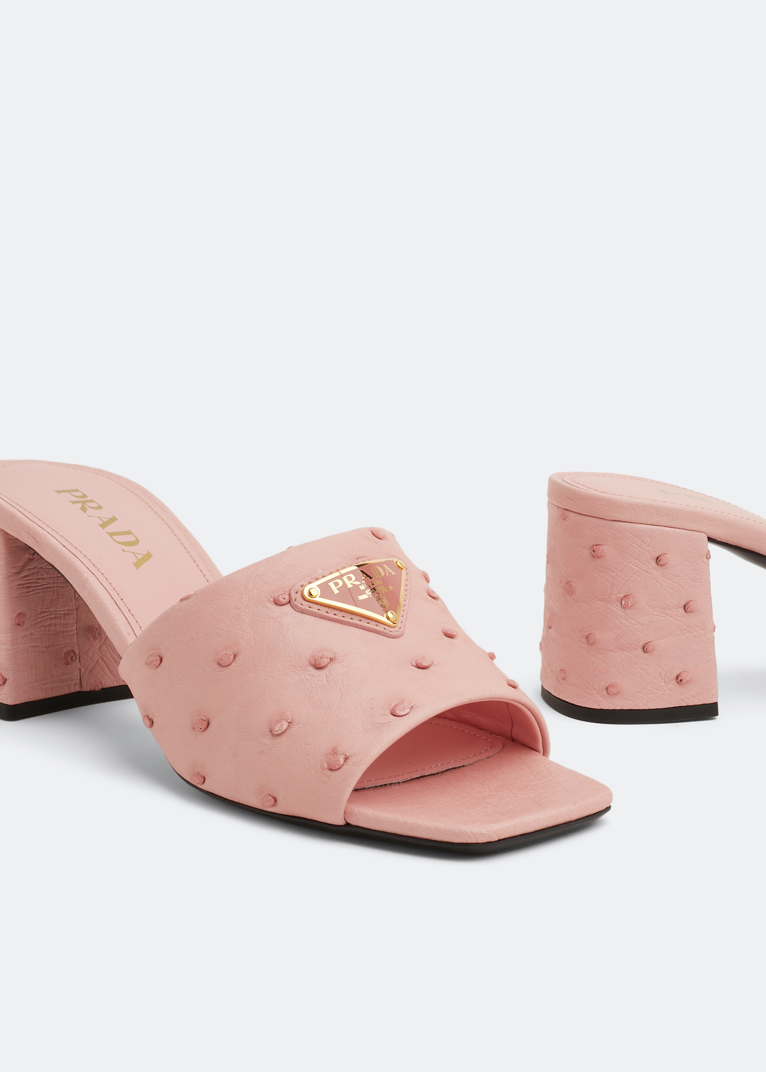 

Ostrich leather mules, Pink