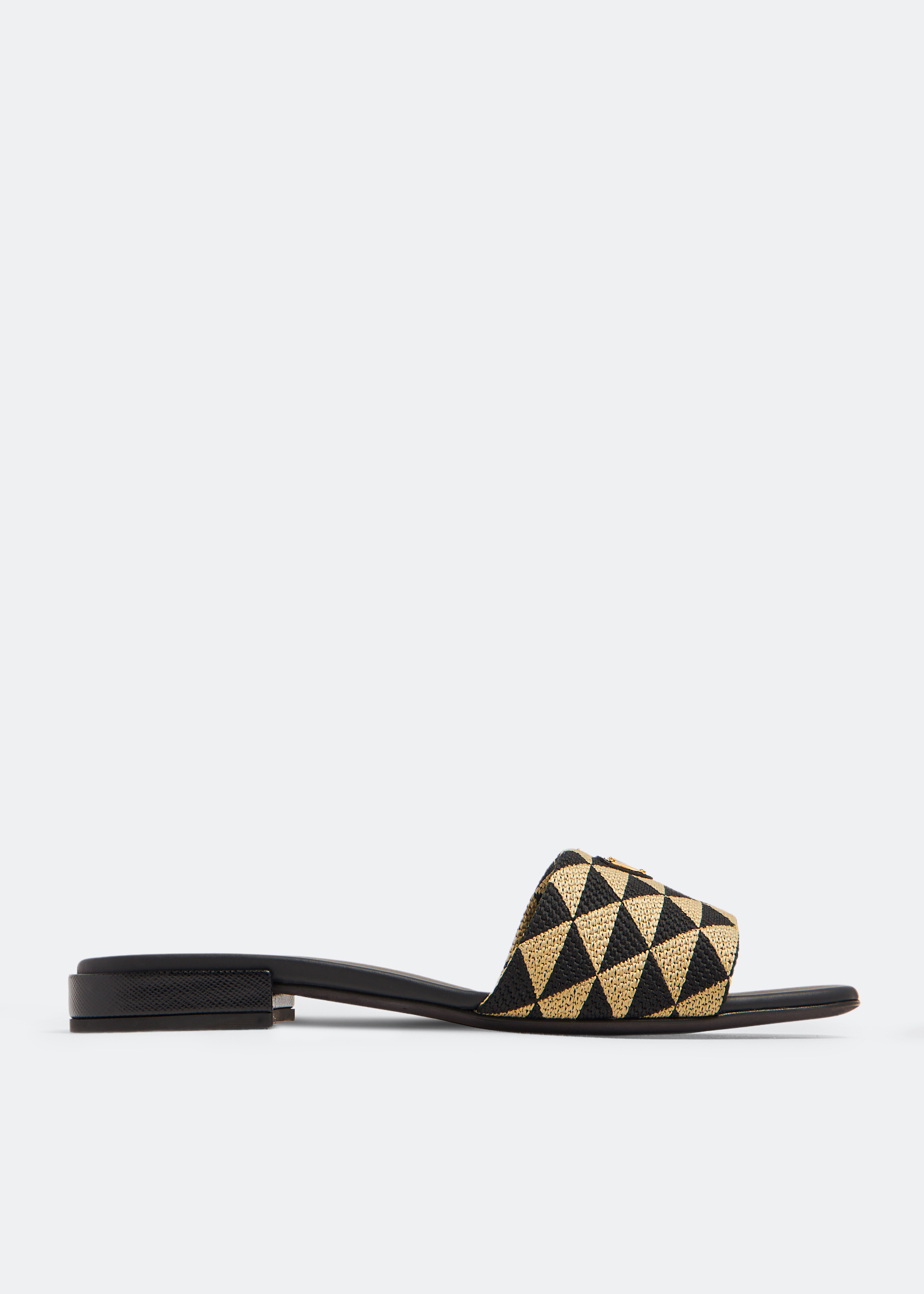 

Embroidered fabric slides, Black