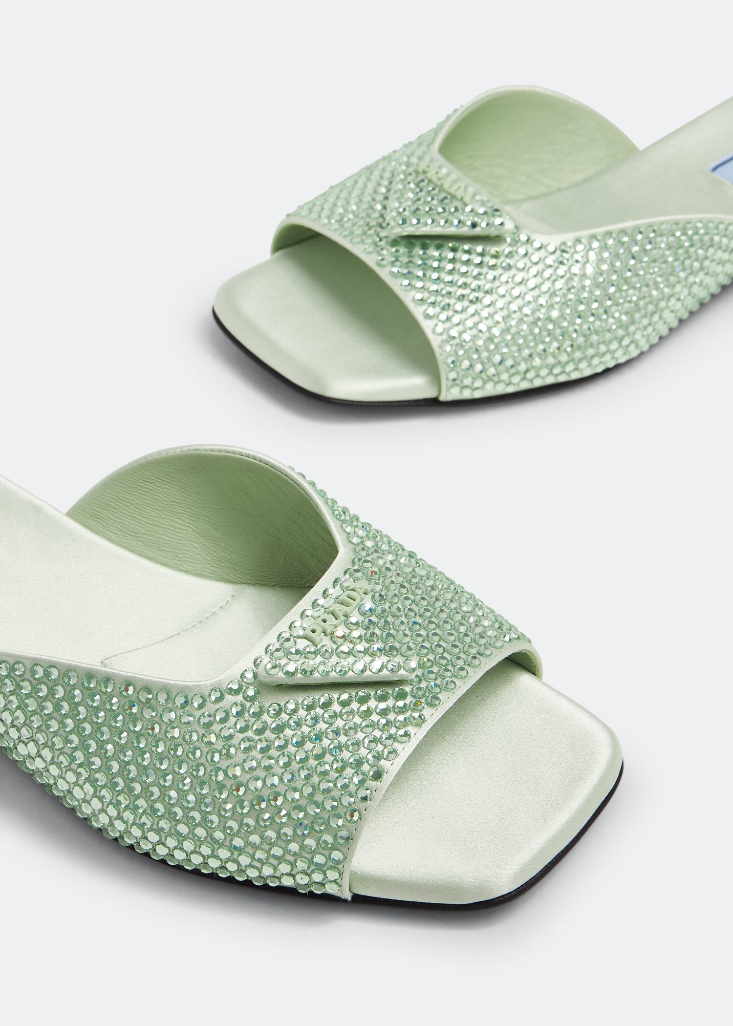 

Satin crystal slides, Green