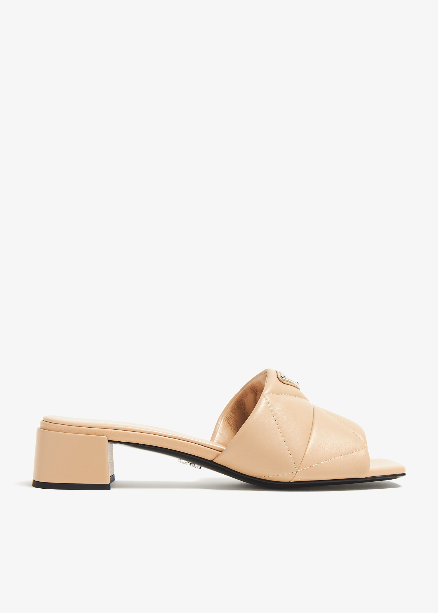 

Quilted nappa leather slide sandals, Beige