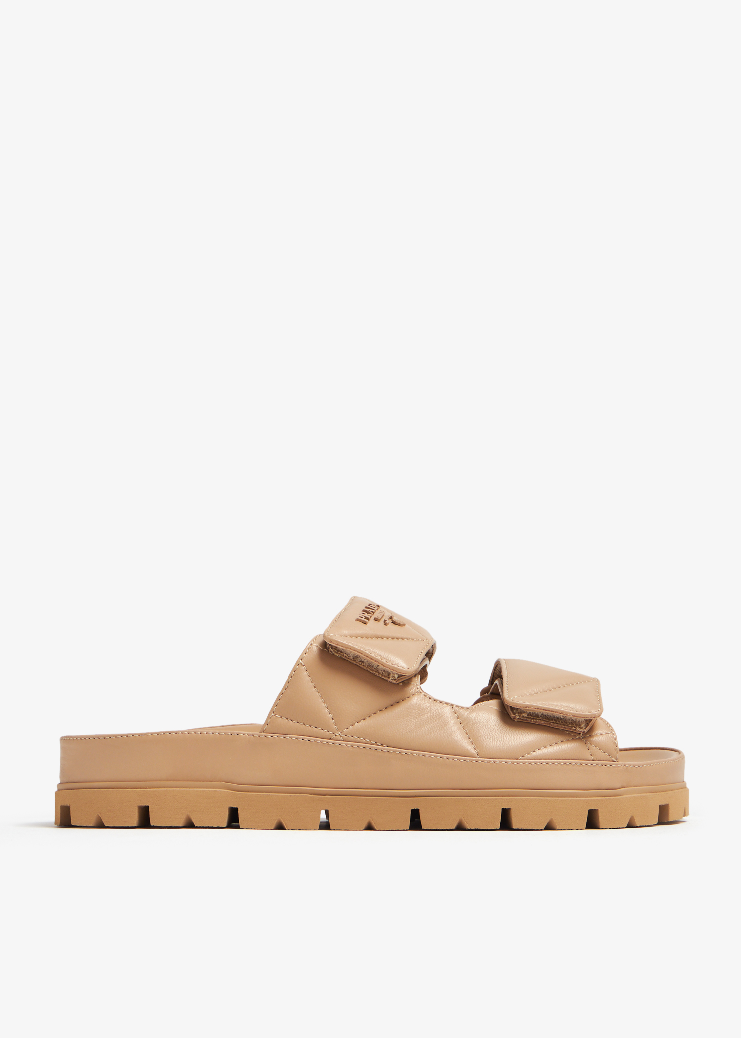 

Padded nappa leather sandals, Beige