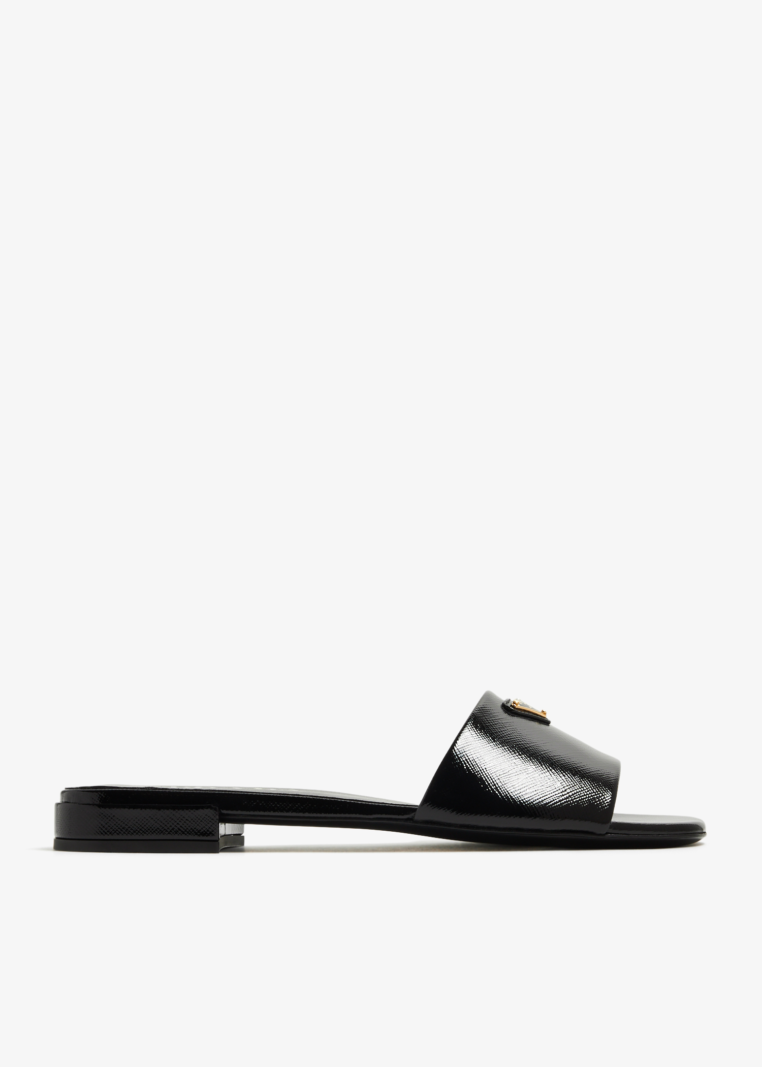 

Saffiano patent leather slides, Black
