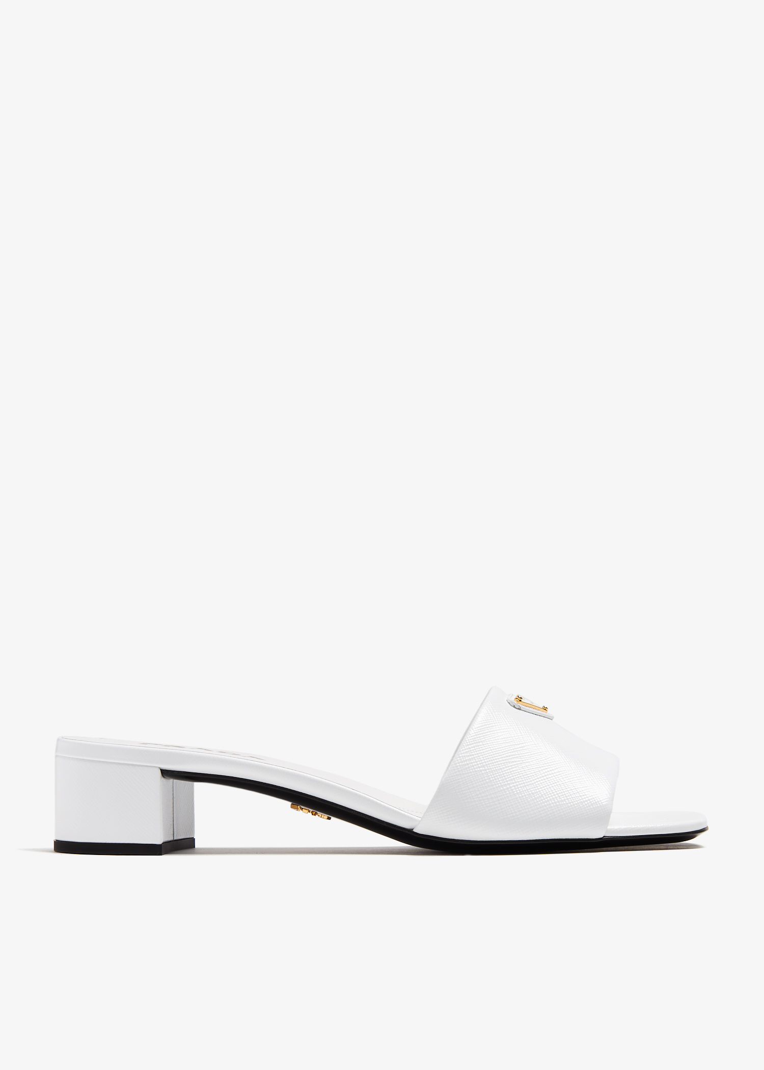 

Saffiano patent leather sandals, White