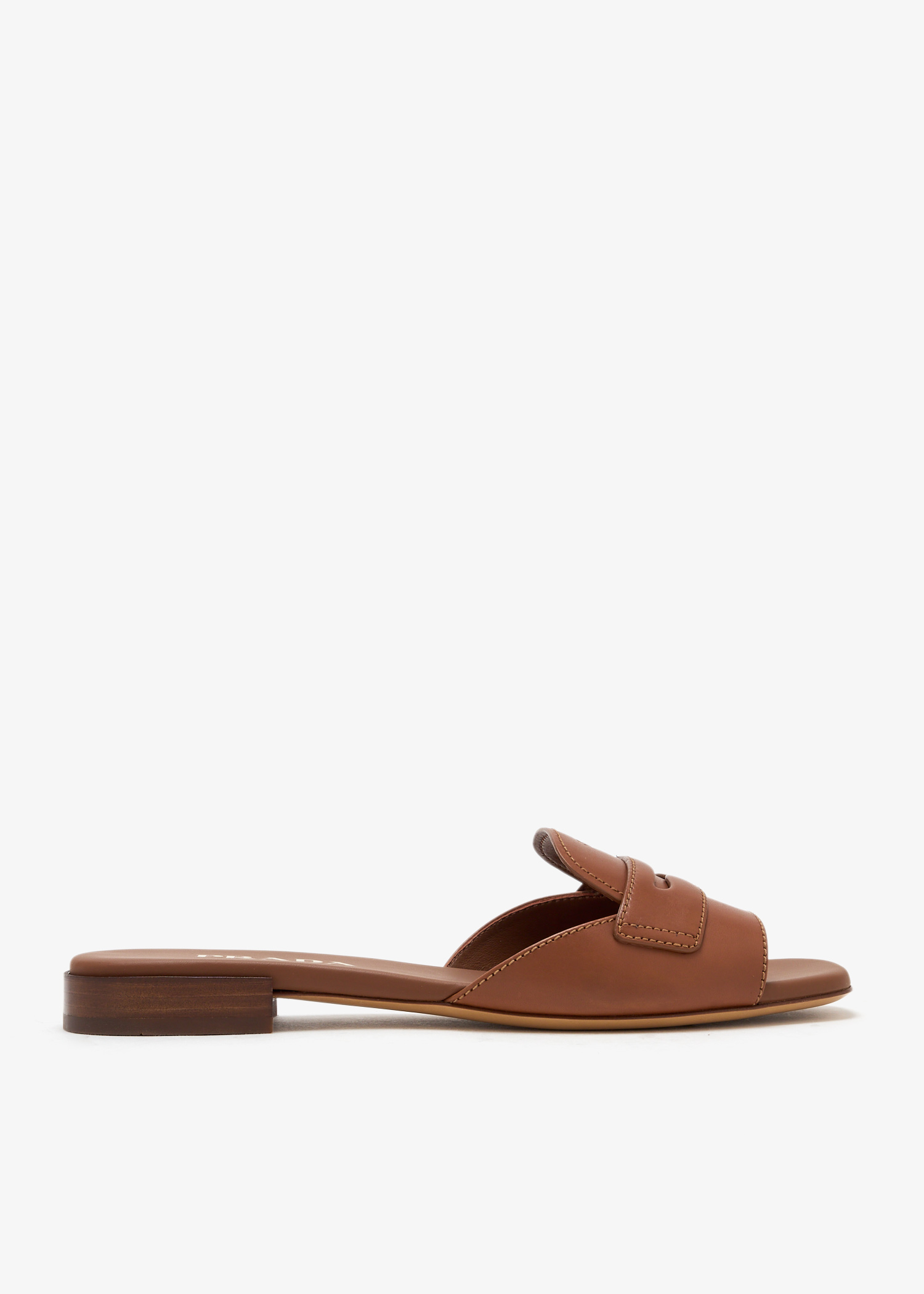 

Leather slide sandals, Brown
