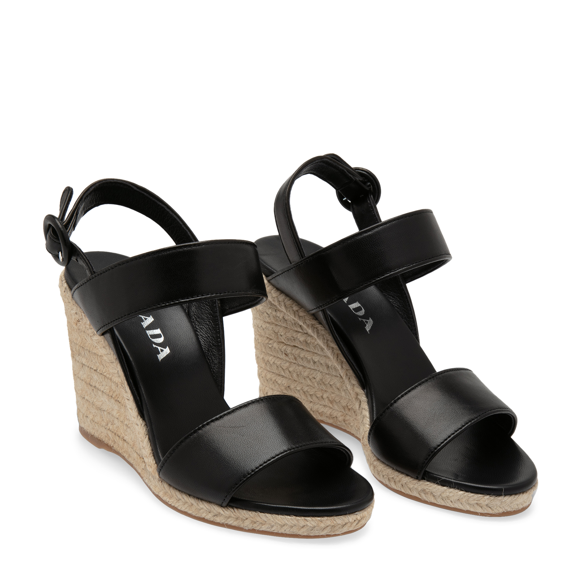 

Leather wedge sandals, Black