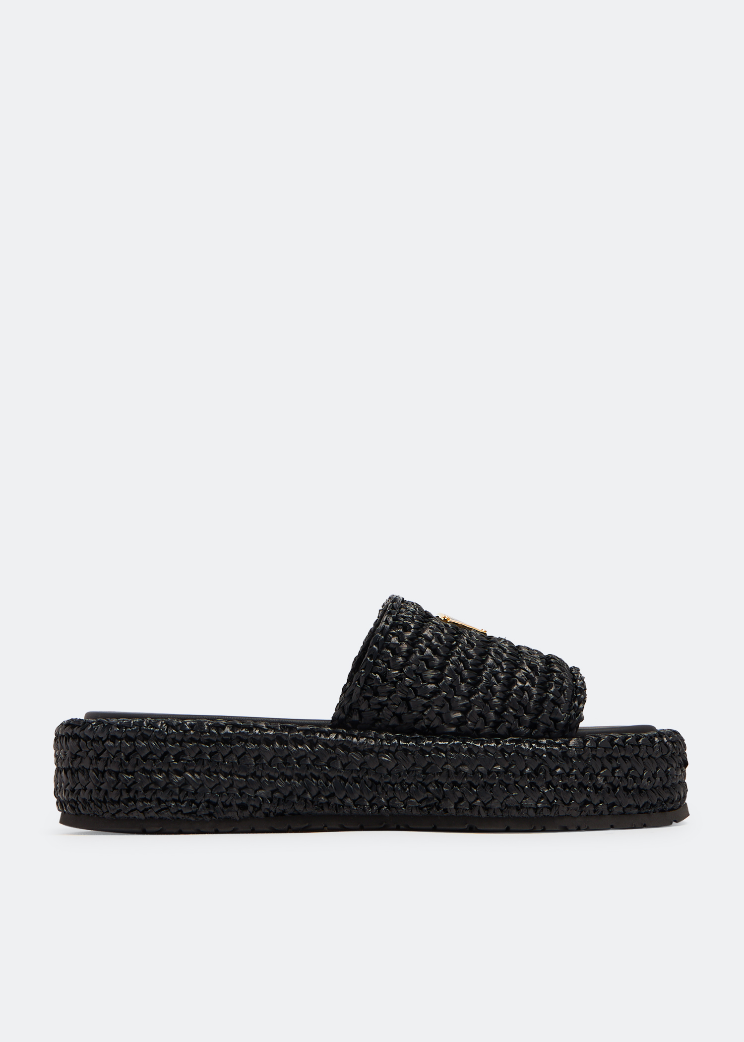 

Crochet flatform slides, Black