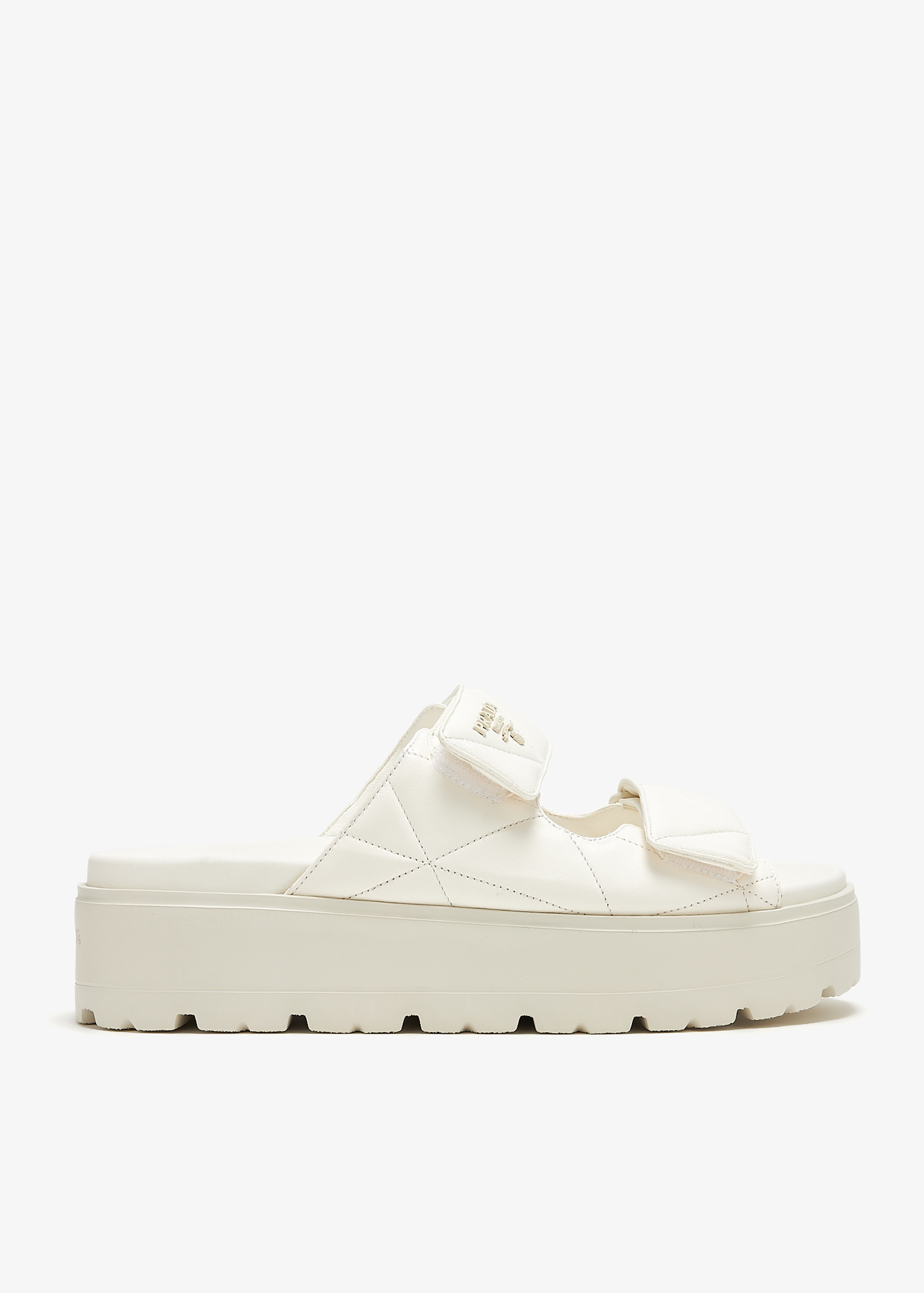 

Padded nappa leather slides, White