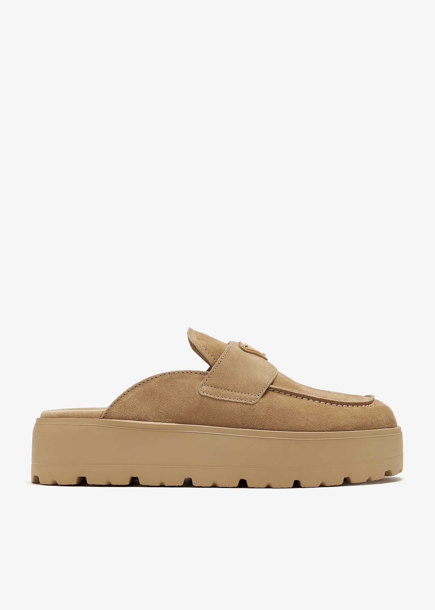

Suede flatform mules, Brown