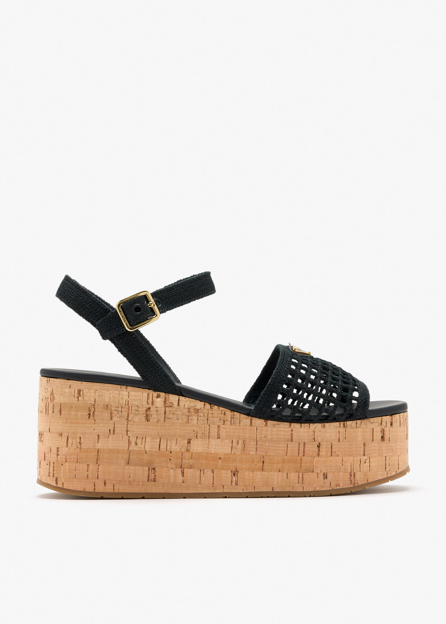 

Crochet wedge platform sandals, Black