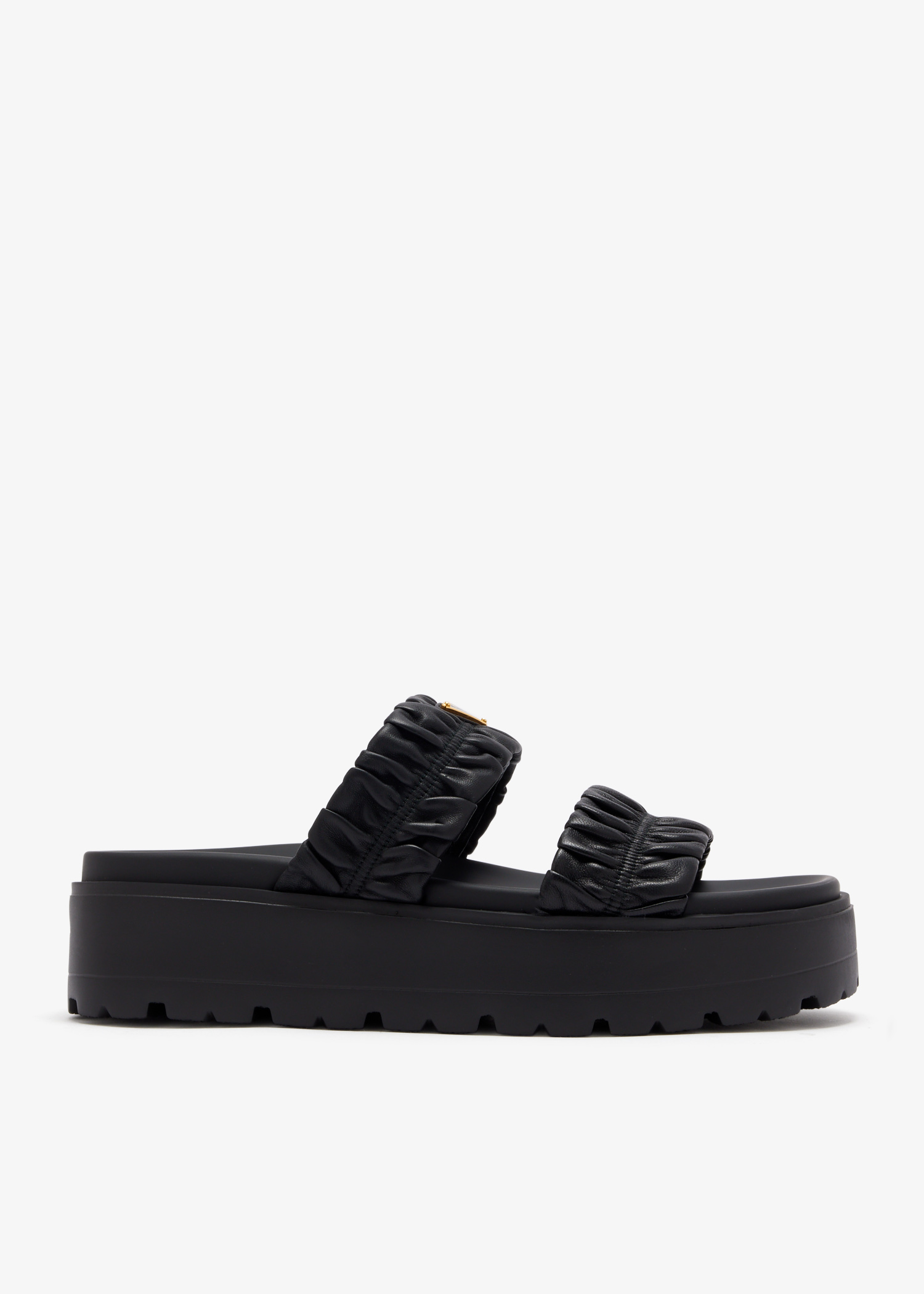 

Matelassé nappa leather flatform slides, Black
