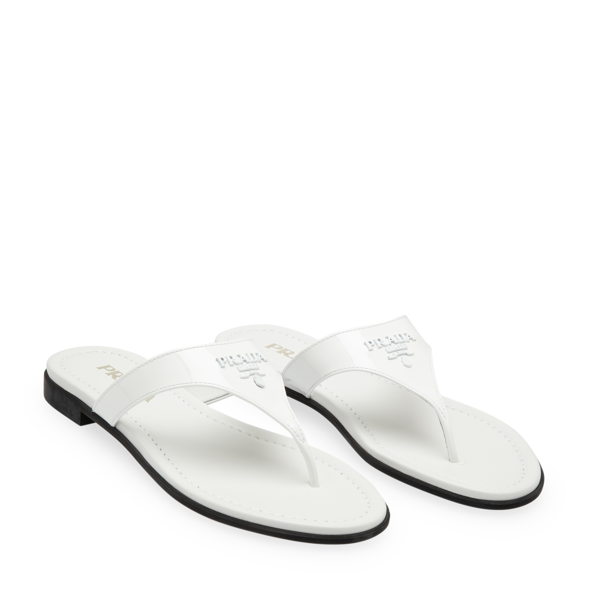 

Patent leather sandals, White
