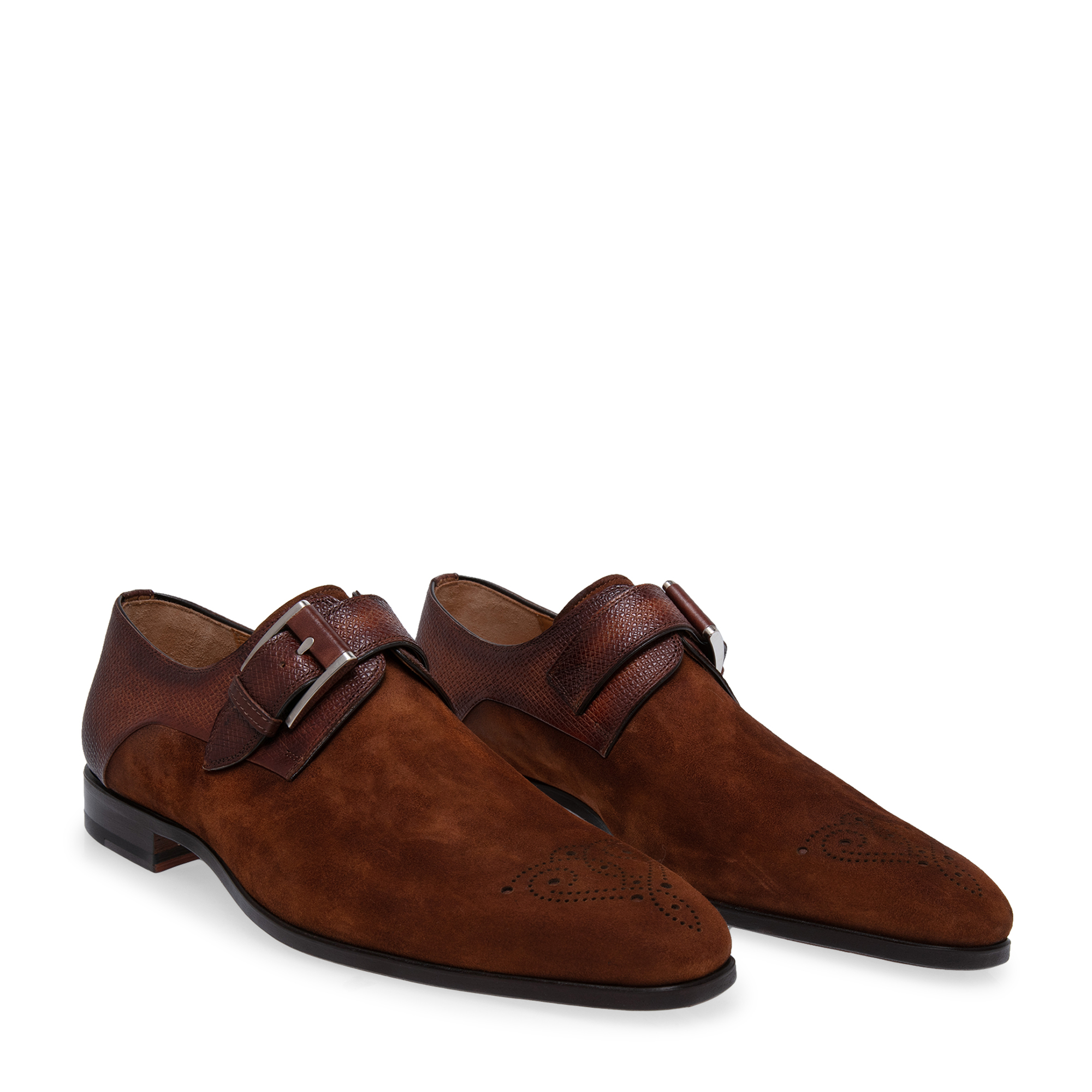 

Suede monk strap loafers, Brown