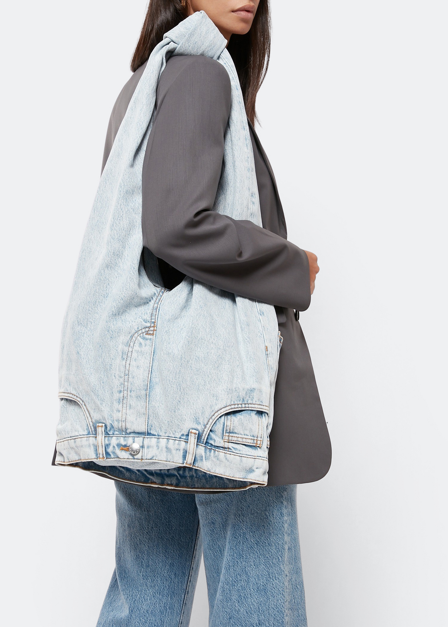 

Five-pocket denim hobo bag, Blue